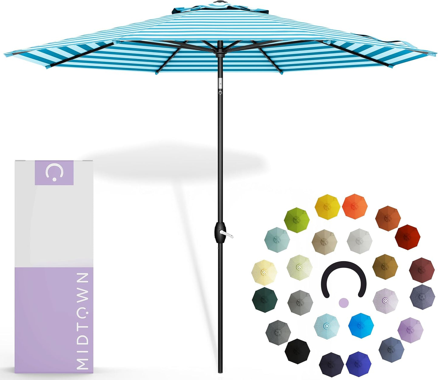 Midtown Umbrellas 10-Year-No-Fade - 10 Ft - UV Proof Apple Red Polyester Fabric - Umbrella Outdoor Patio, Aluminum Frame Large Patio Umbrella for Garden, Pool & Deck - Black Pole