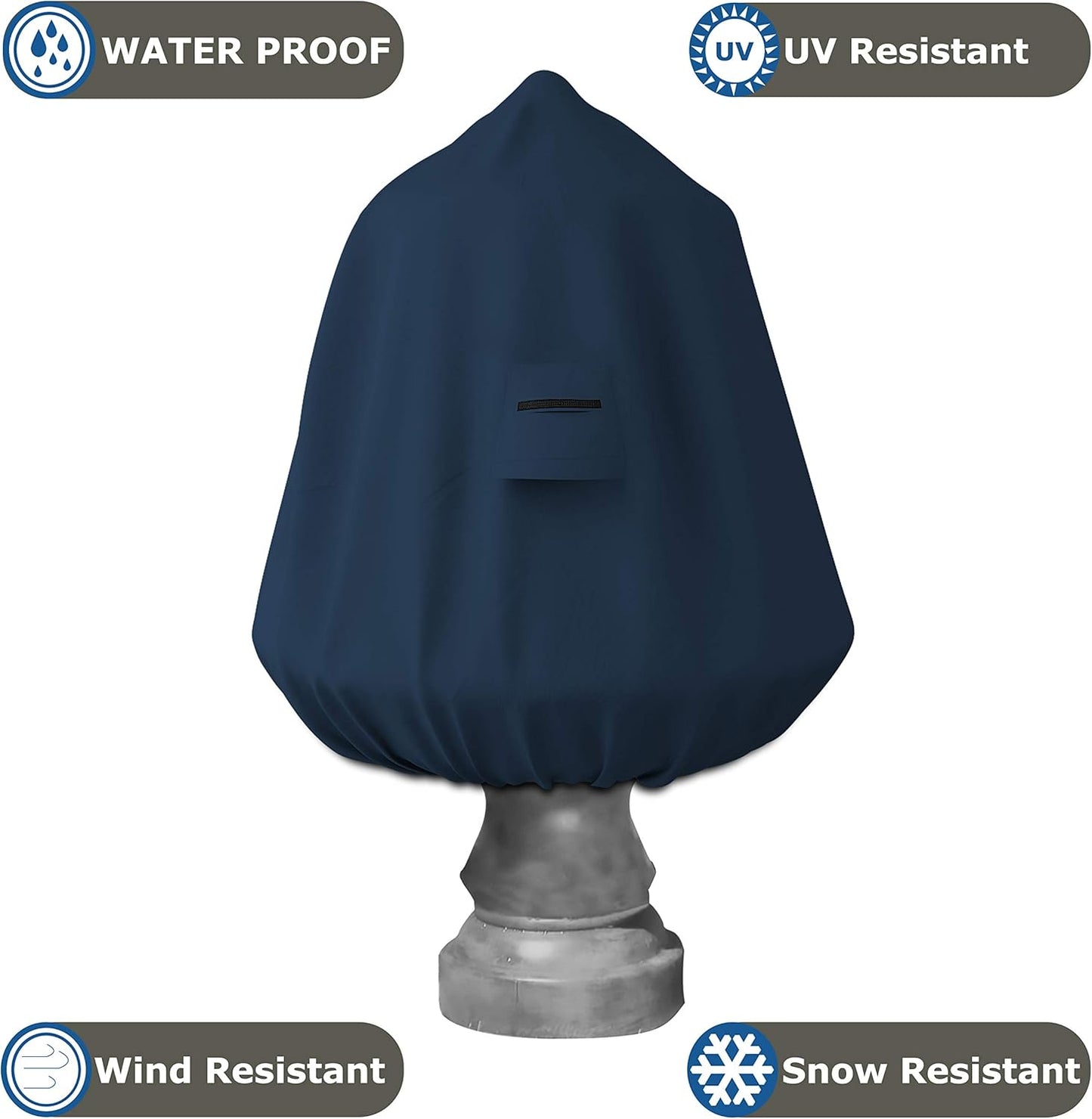 Covers & All Fountain Cover, Made of 12 Oz Cover Max Fabric, Waterproof & UV Resistant, Ideal for Moderate Weather (40" Dia x 52" H, Blue)