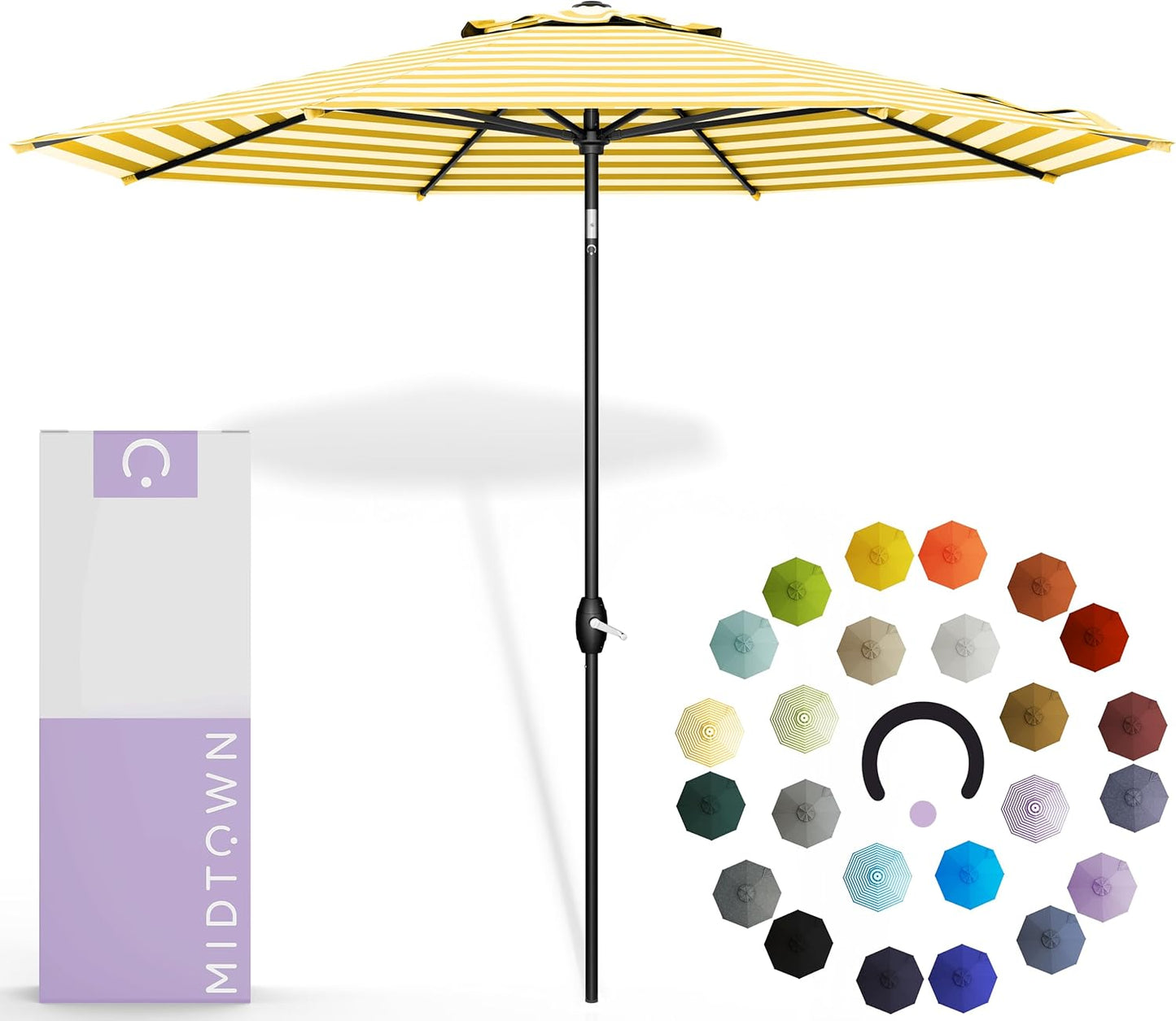 Midtown Umbrellas 10-Year-No-Fade - 10 Ft - UV Proof Apple Red Polyester Fabric - Umbrella Outdoor Patio, Aluminum Frame Large Patio Umbrella for Garden, Pool & Deck - Black Pole