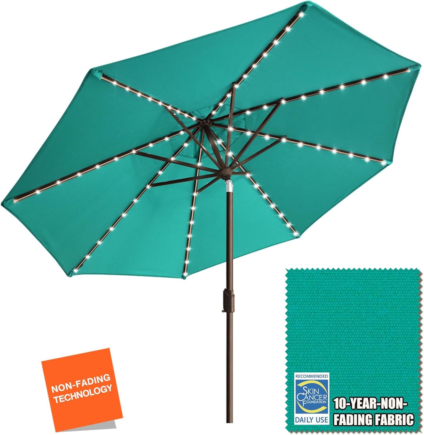 EliteShade USA 10-Year-Non-Fading Solar 9ft 3 Tiers Market Umbrella with 80 LED Lights Patio Umbrellas Outdoor Table with Ventilation,Burgundy
