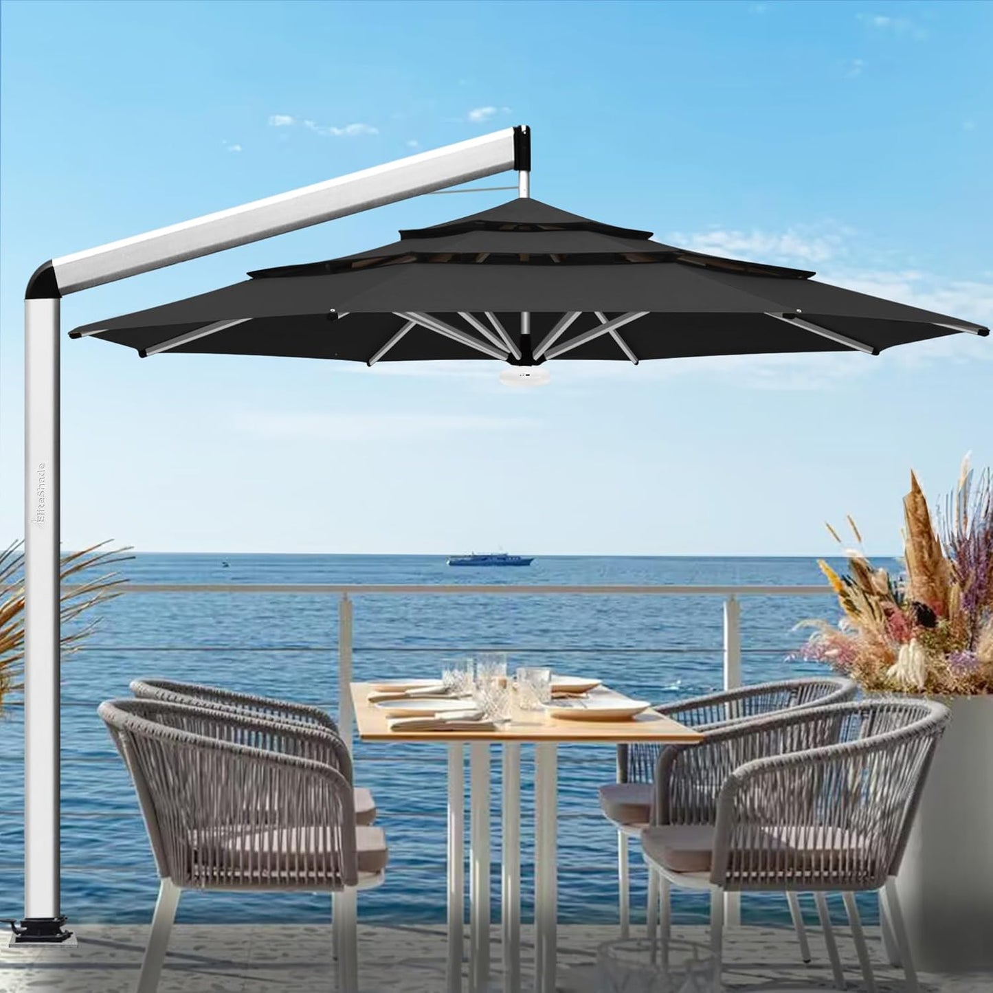 EliteShade USA 10-Year-Non-Fading 9Ft 3 Tiers Market Umbrella Patio Umbrella Outdoor Table Umbrella with Ventilation, Forest Green