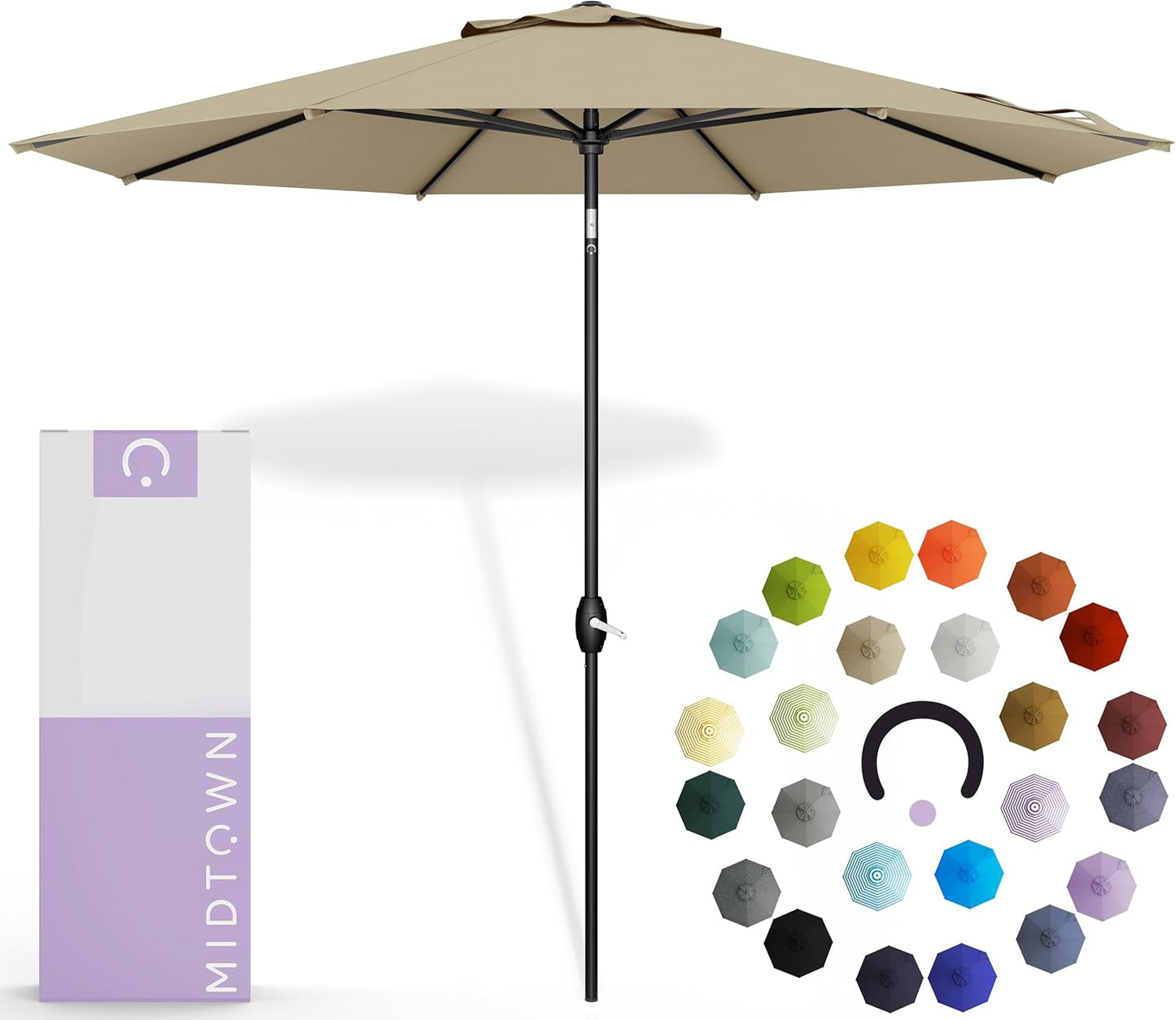 Midtown Umbrellas 10-Year-No-Fade - 10 Ft - UV Proof Apple Red Polyester Fabric - Umbrella Outdoor Patio, Aluminum Frame Large Patio Umbrella for Garden, Pool & Deck - Black Pole