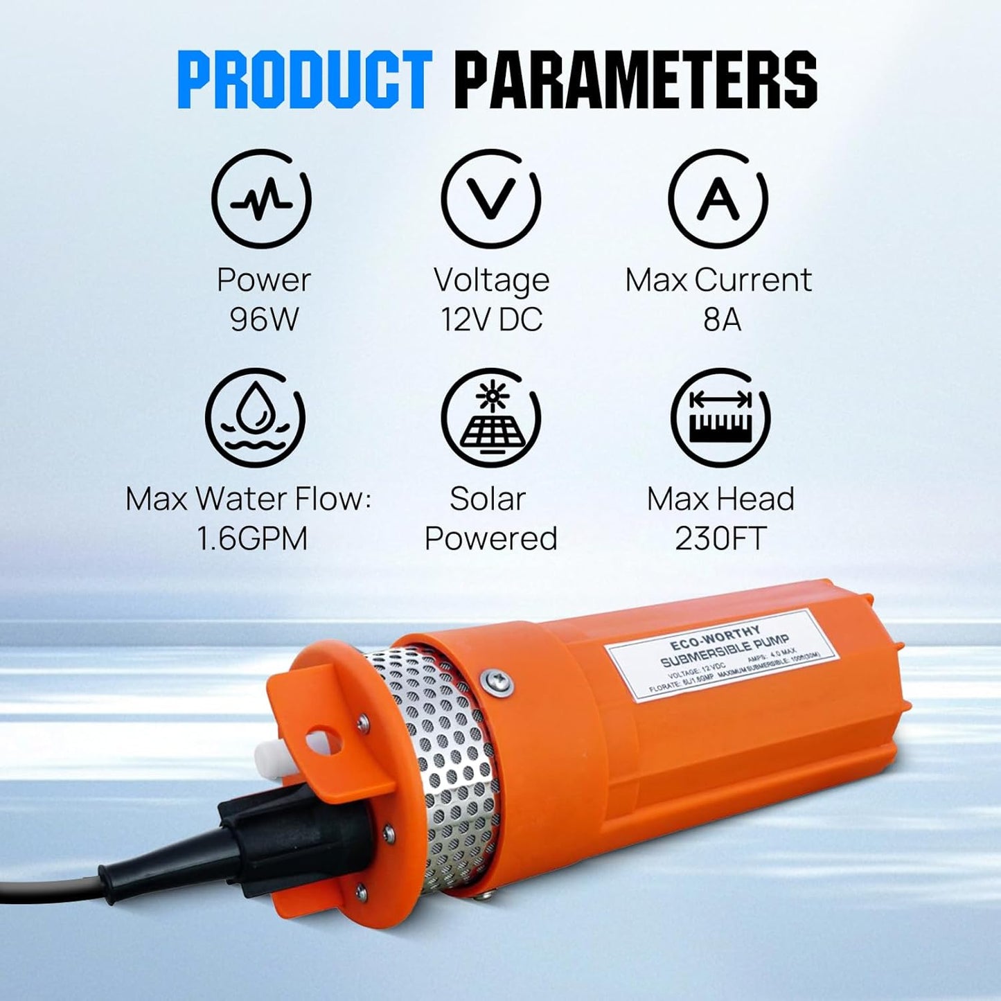 ECO-WORTHY Solar Well Pump Kit - 100W Solar Panel with 12V Deep Well Water Pump for Off-grid Living or Irrigation, Farm & Ranch-DELIVERY IN 2 PARCELS One