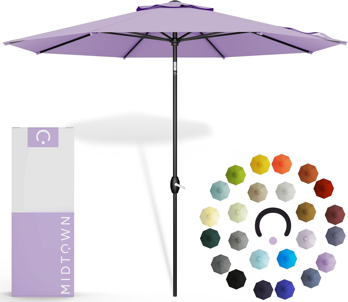 Midtown Umbrellas 10-Year-No-Fade - 10 Ft - UV Proof Apple Red Polyester Fabric - Umbrella Outdoor Patio, Aluminum Frame Large Patio Umbrella for Garden, Pool & Deck - Black Pole