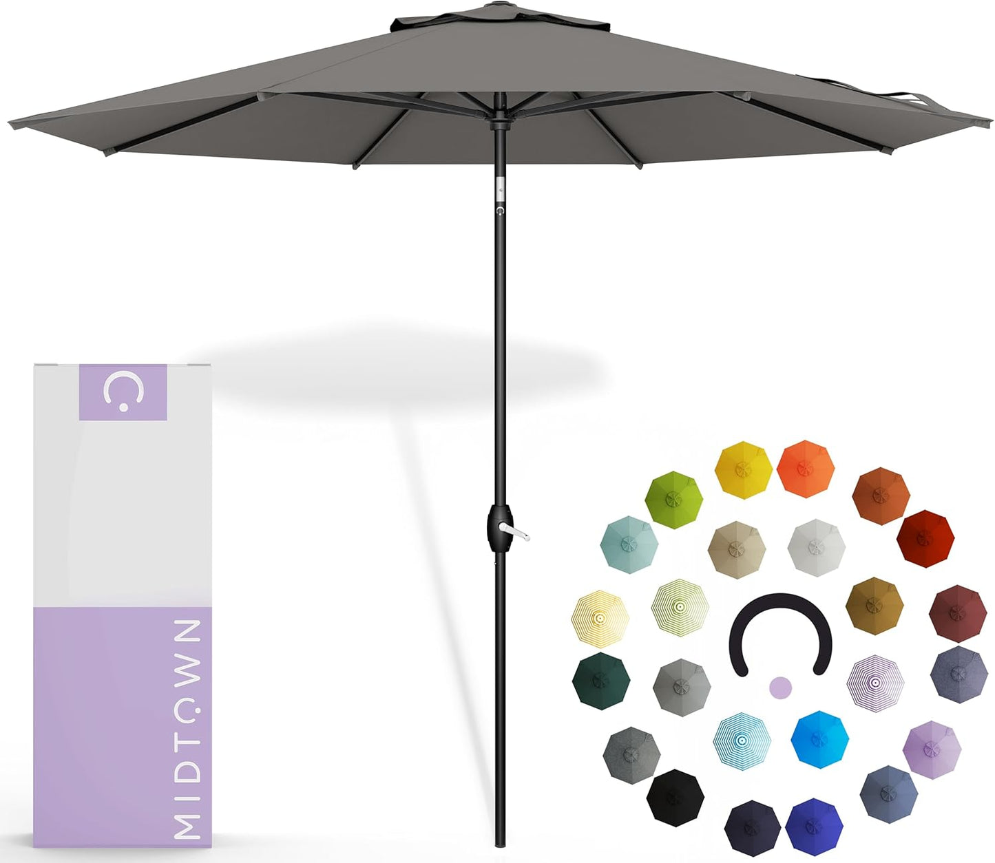 Midtown Umbrellas 10-Year-No-Fade - 10 Ft - UV Proof Apple Red Polyester Fabric - Umbrella Outdoor Patio, Aluminum Frame Large Patio Umbrella for Garden, Pool & Deck - Black Pole