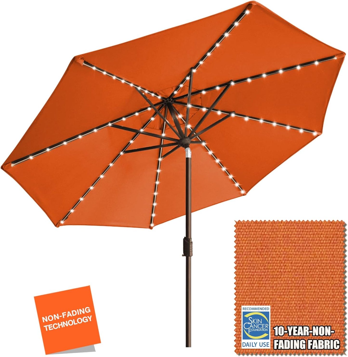 EliteShade USA 10-Year-Non-Fading Solar 9ft 3 Tiers Market Umbrella with 80 LED Lights Patio Umbrellas Outdoor Table with Ventilation,Burgundy