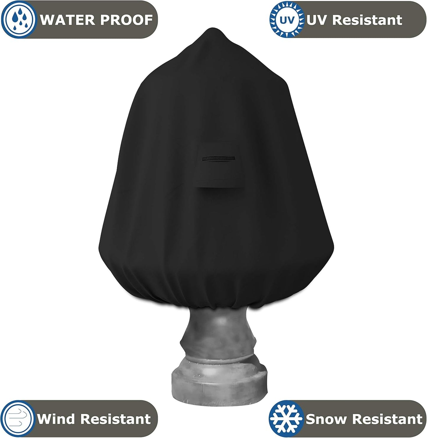 Covers & All Fountain Cover, Made of 18 Oz Cover Tuff Fabric, Waterproof & UV Resistant, Ideal for Extreme Weather (36" Dia x 42" H, Black)