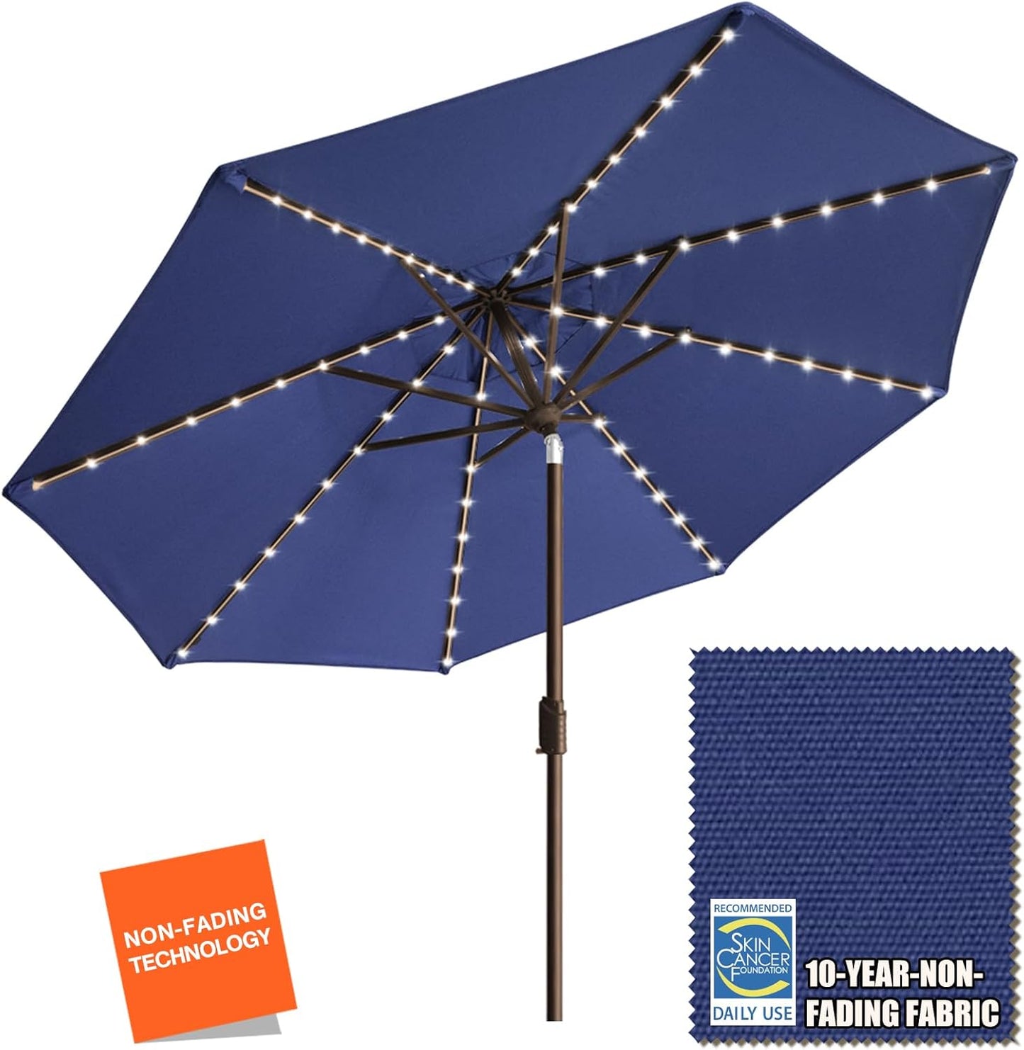 EliteShade USA 10-Year-Non-Fading Solar 9ft 3 Tiers Market Umbrella with 80 LED Lights Patio Umbrellas Outdoor Table with Ventilation,Burgundy