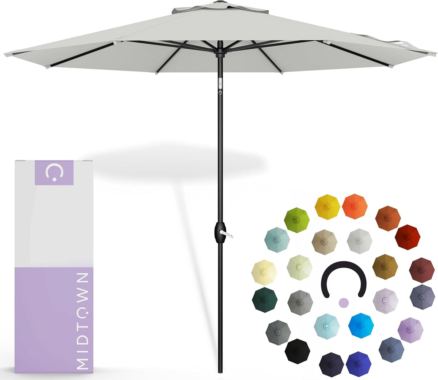 Midtown Umbrellas 10-Year-No-Fade - 10 Ft - UV Proof Apple Red Polyester Fabric - Umbrella Outdoor Patio, Aluminum Frame Large Patio Umbrella for Garden, Pool & Deck - Black Pole