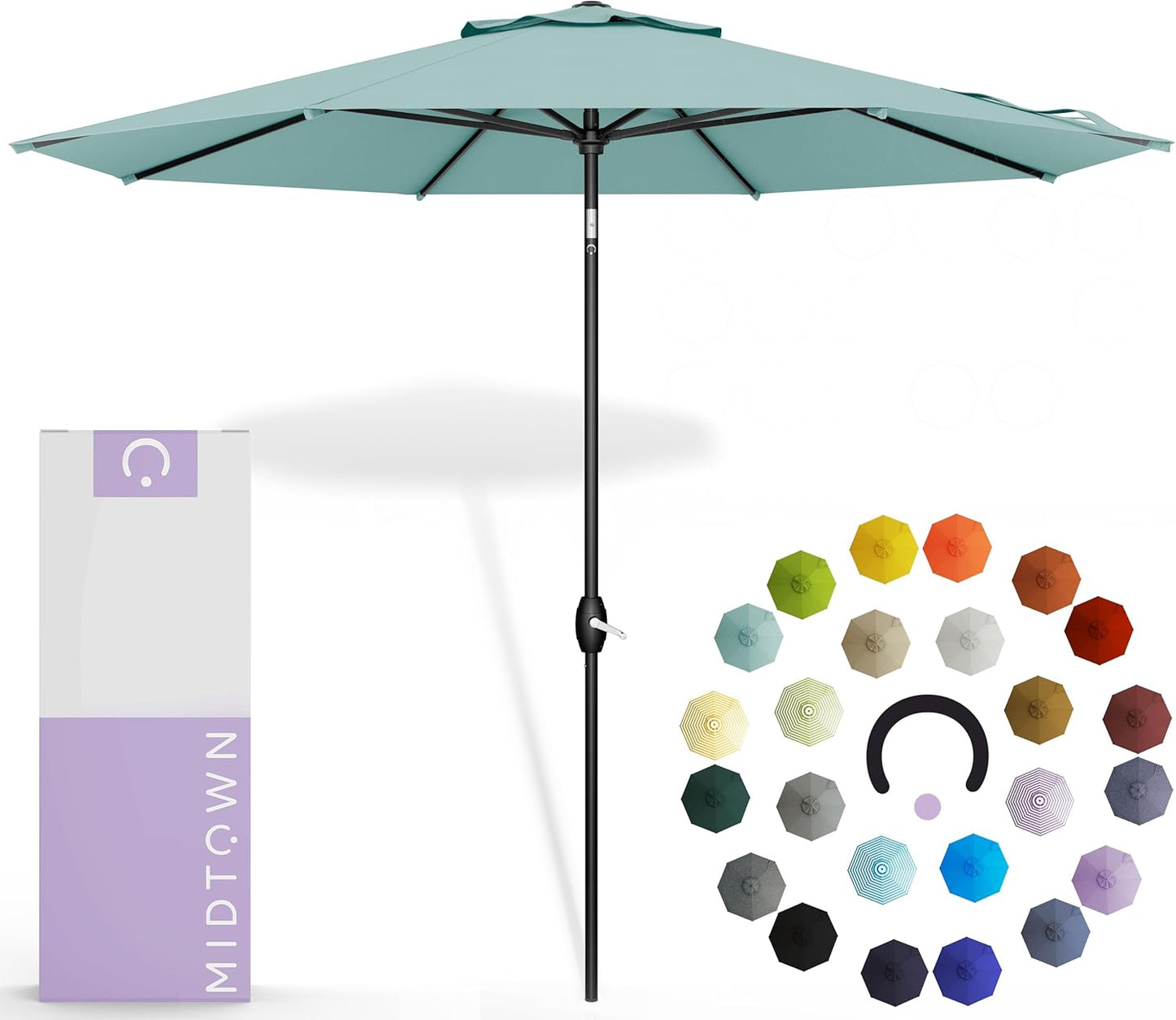 Midtown Umbrellas 10-Year-No-Fade - 10 Ft - UV Proof Apple Red Polyester Fabric - Umbrella Outdoor Patio, Aluminum Frame Large Patio Umbrella for Garden, Pool & Deck - Black Pole