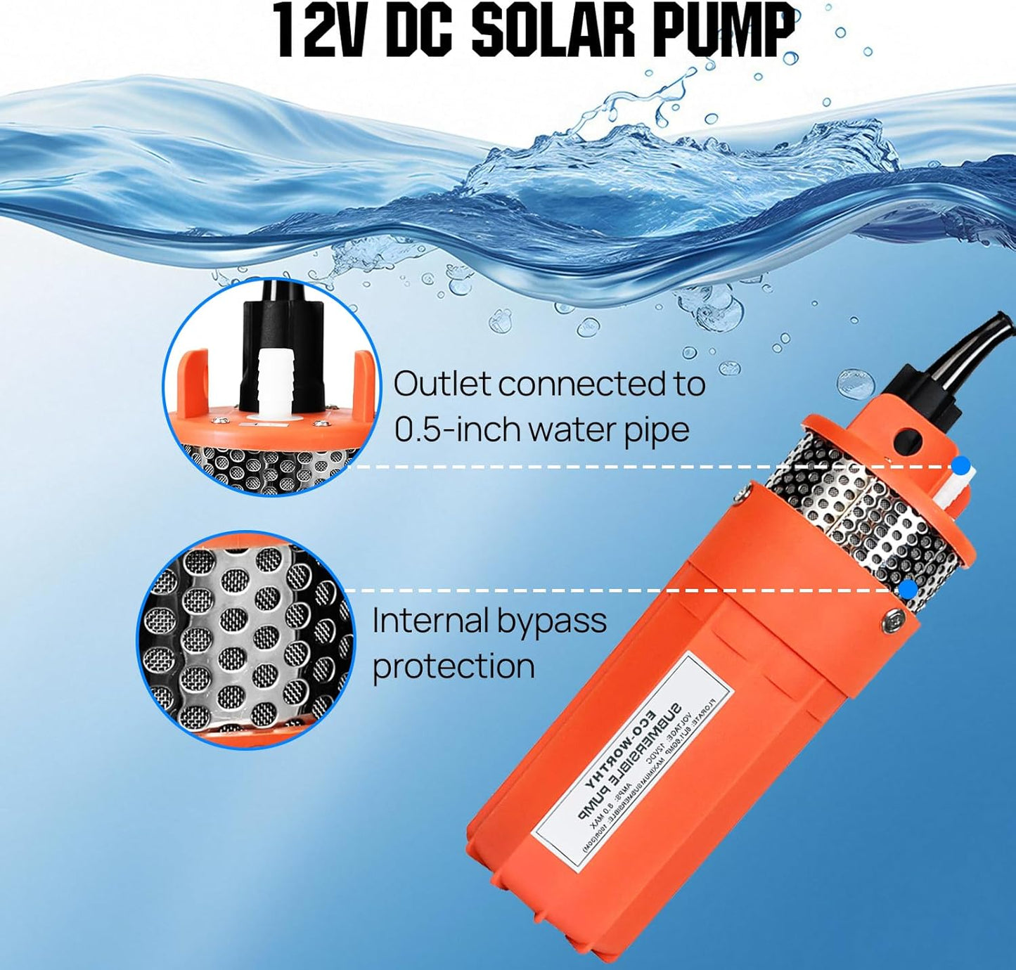 ECO-WORTHY Solar Well Pump Kit - 100W Solar Panel with 12V Deep Well Water Pump for Off-grid Living or Irrigation, Farm & Ranch-DELIVERY IN 2 PARCELS One