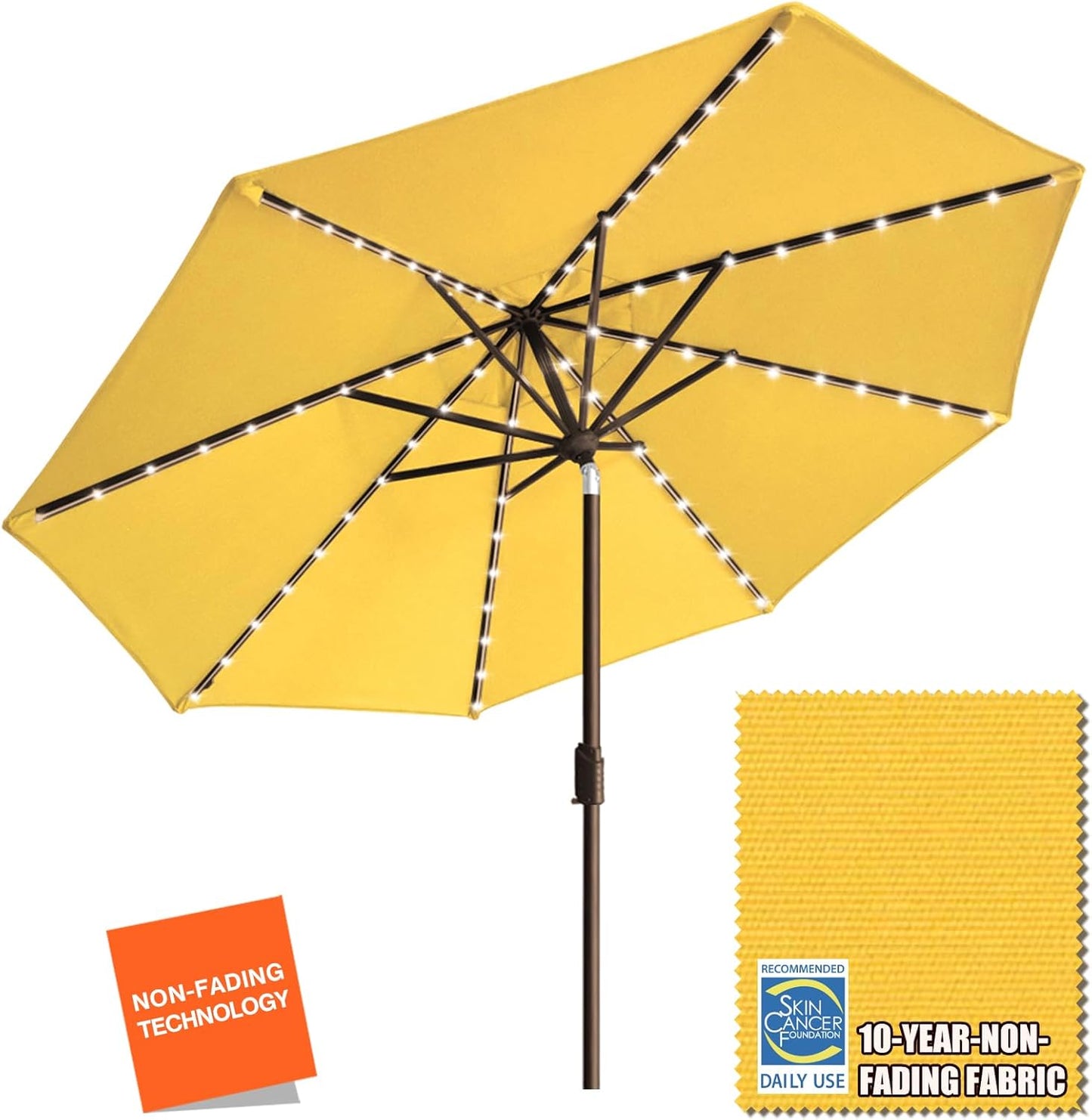 EliteShade USA 10-Year-Non-Fading Solar 9ft 3 Tiers Market Umbrella with 80 LED Lights Patio Umbrellas Outdoor Table with Ventilation,Burgundy