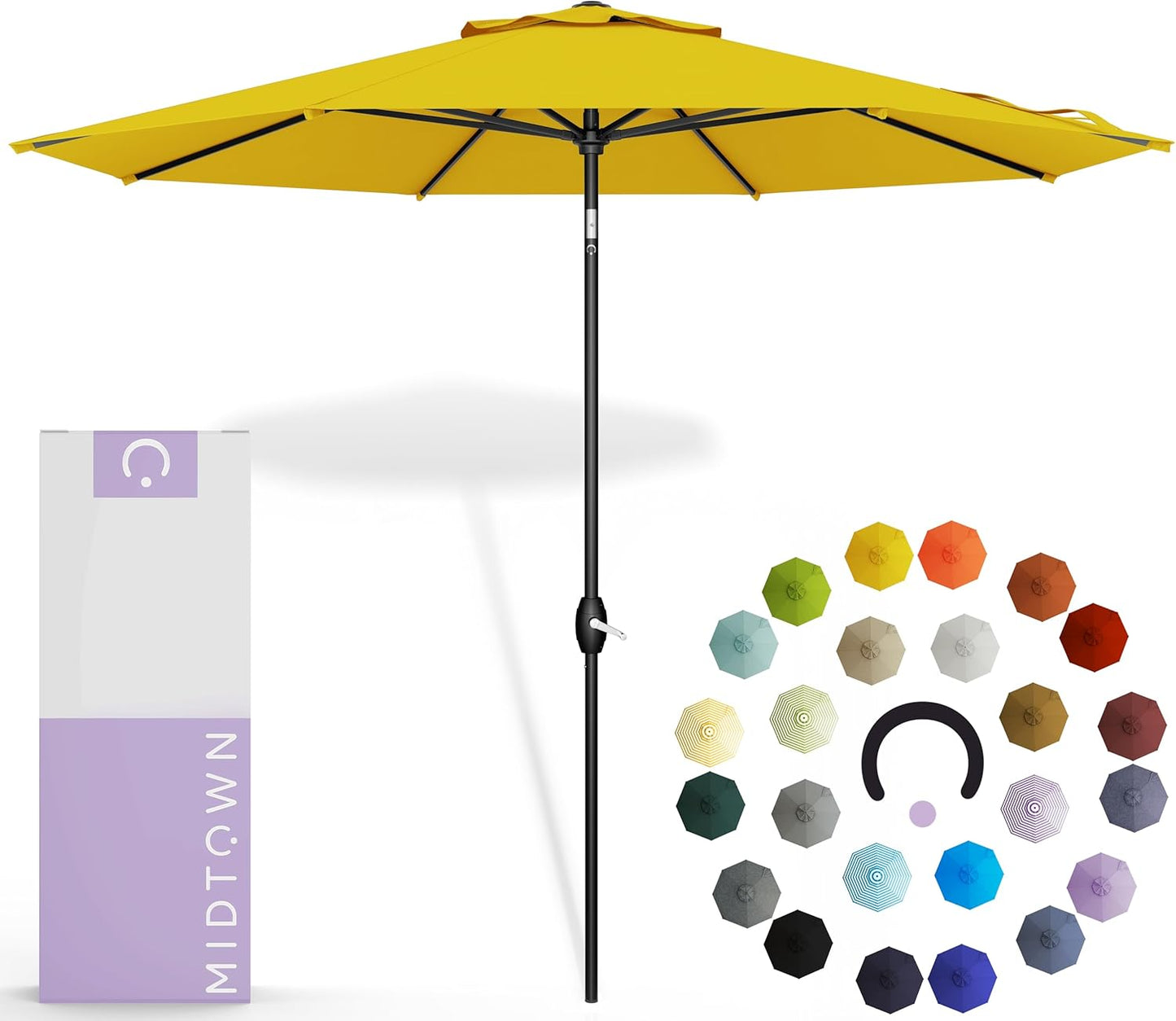 Midtown Umbrellas 10-Year-No-Fade - 10 Ft - UV Proof Apple Red Polyester Fabric - Umbrella Outdoor Patio, Aluminum Frame Large Patio Umbrella for Garden, Pool & Deck - Black Pole