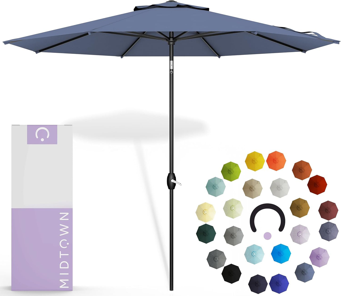 Midtown Umbrellas 10-Year-No-Fade - 10 Ft - UV Proof Apple Red Polyester Fabric - Umbrella Outdoor Patio, Aluminum Frame Large Patio Umbrella for Garden, Pool & Deck - Black Pole