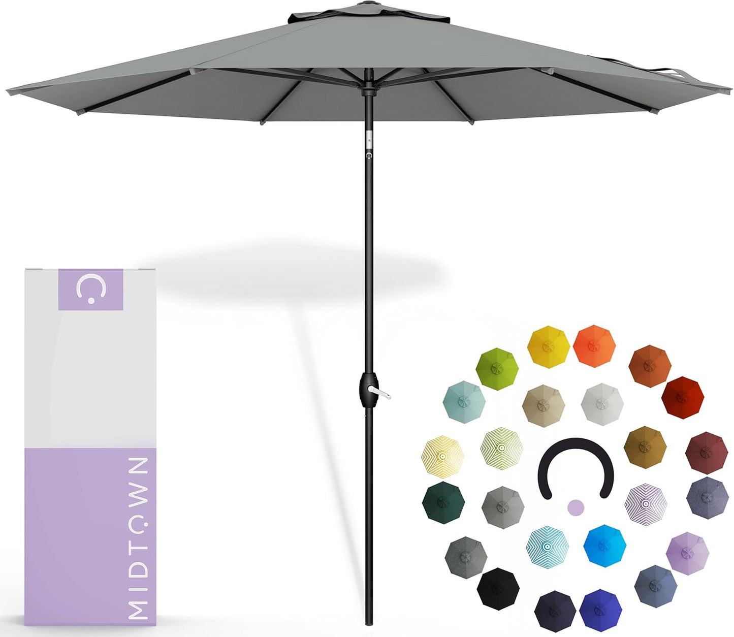 Midtown Umbrellas 10-Year-No-Fade - 10 Ft - UV Proof Apple Red Polyester Fabric - Umbrella Outdoor Patio, Aluminum Frame Large Patio Umbrella for Garden, Pool & Deck - Black Pole