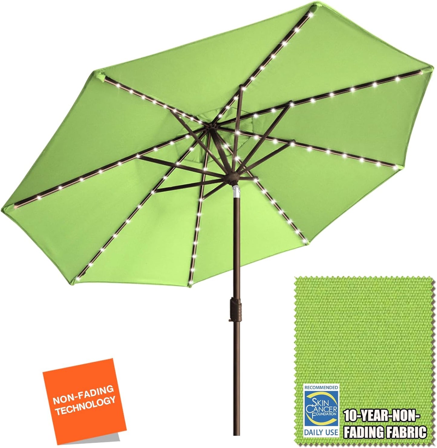 EliteShade USA 10-Year-Non-Fading Solar 9ft 3 Tiers Market Umbrella with 80 LED Lights Patio Umbrellas Outdoor Table with Ventilation,Burgundy