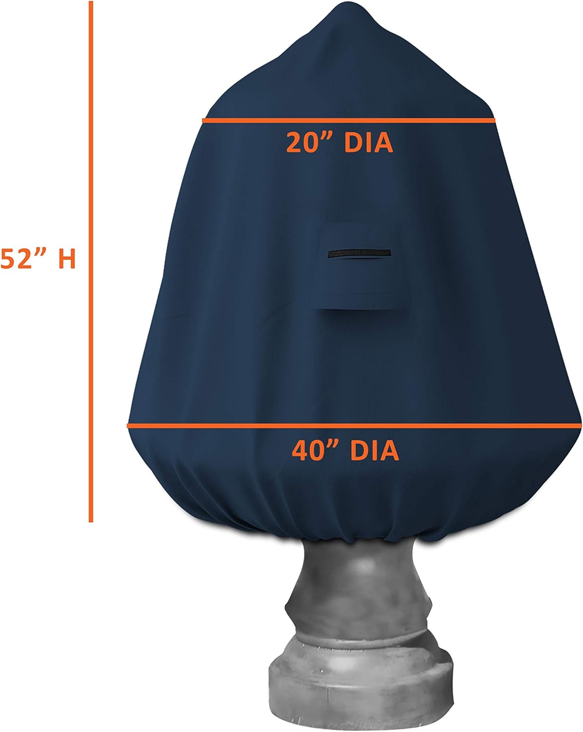 Covers & All Fountain Cover, Made of 12 Oz Cover Max Fabric, Waterproof & UV Resistant, Ideal for Moderate Weather (40" Dia x 52" H, Blue)