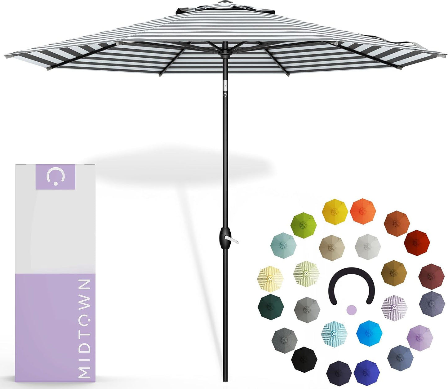 Midtown Umbrellas 10-Year-No-Fade - 10 Ft - UV Proof Apple Red Polyester Fabric - Umbrella Outdoor Patio, Aluminum Frame Large Patio Umbrella for Garden, Pool & Deck - Black Pole