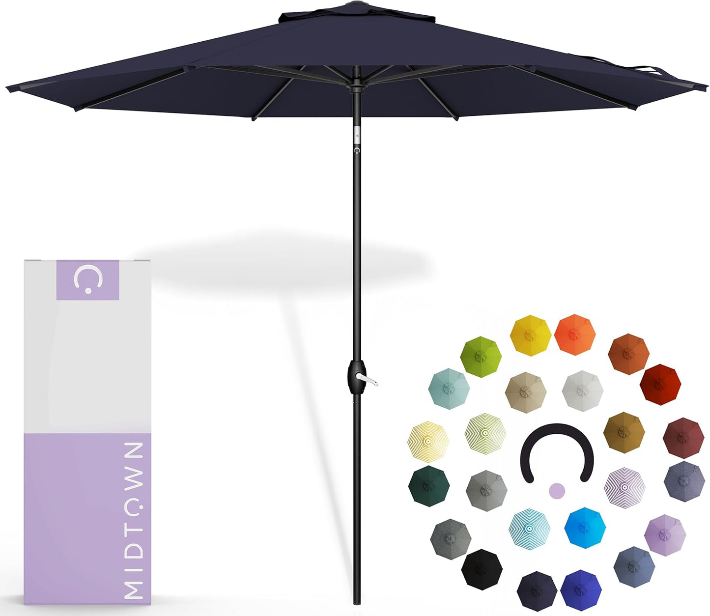 Midtown Umbrellas 10-Year-No-Fade - 10 Ft - UV Proof Apple Red Polyester Fabric - Umbrella Outdoor Patio, Aluminum Frame Large Patio Umbrella for Garden, Pool & Deck - Black Pole
