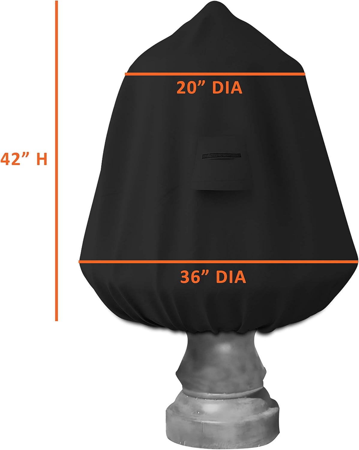 Covers & All Fountain Cover, Made of 18 Oz Cover Tuff Fabric, Waterproof & UV Resistant, Ideal for Extreme Weather (36" Dia x 42" H, Black)