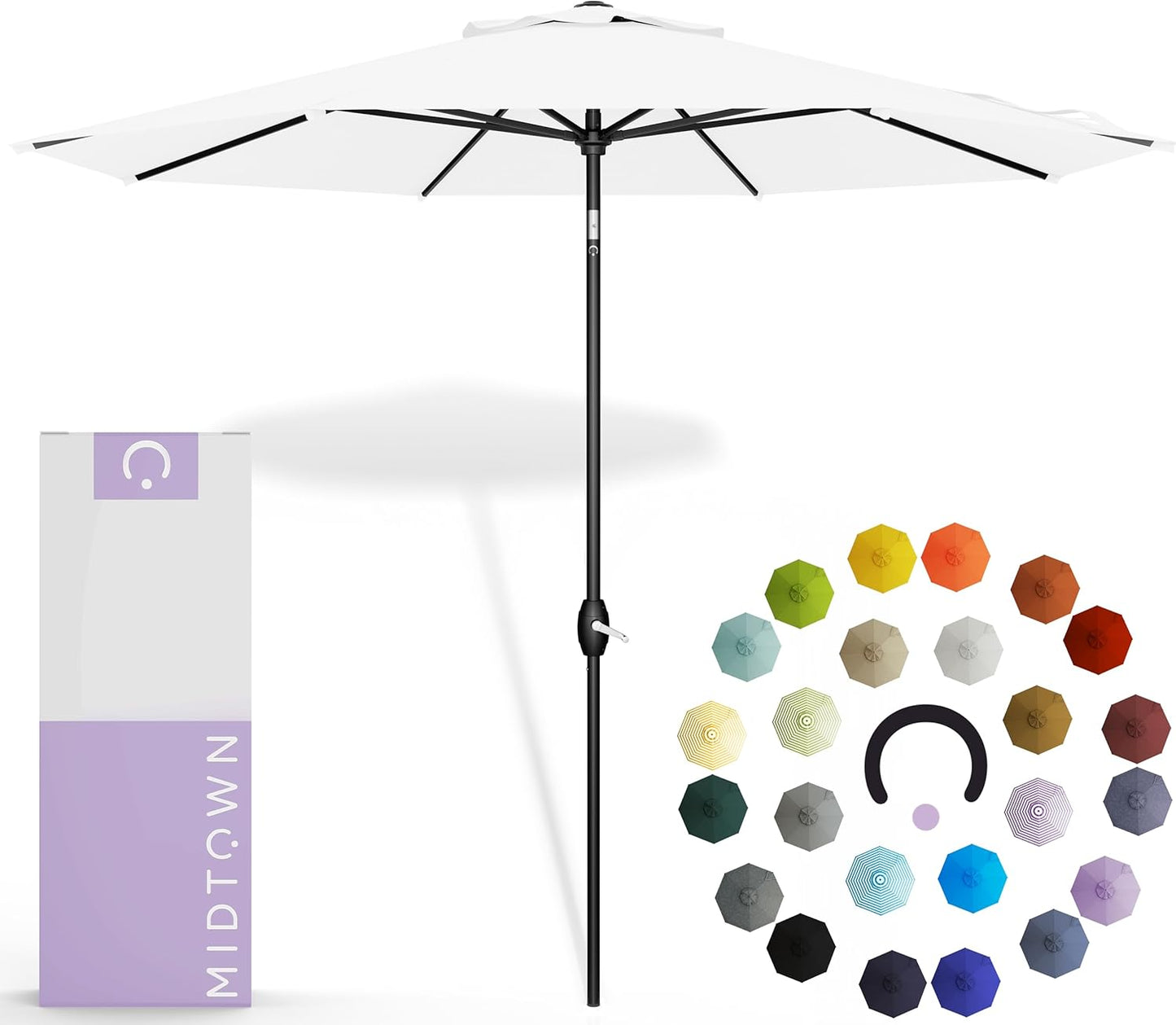 Midtown Umbrellas 10-Year-No-Fade - 10 Ft - UV Proof Apple Red Polyester Fabric - Umbrella Outdoor Patio, Aluminum Frame Large Patio Umbrella for Garden, Pool & Deck - Black Pole