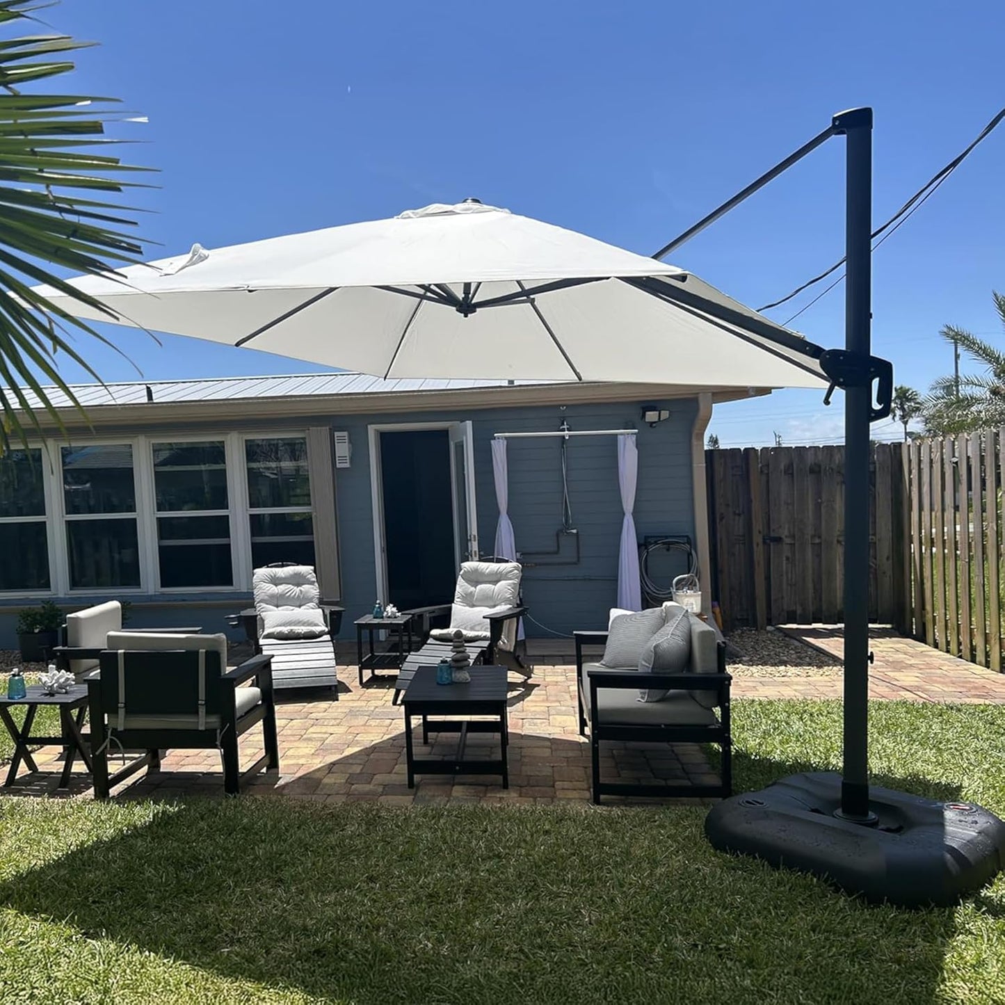 PURPLE LEAF 9' X 11.5' Patio Umbrella Outdoor Cantilever Rectangle Umbrella Aluminum Offset Umbrella with 360-degree Rotation for Garden Deck Pool Patio, Navy Blue