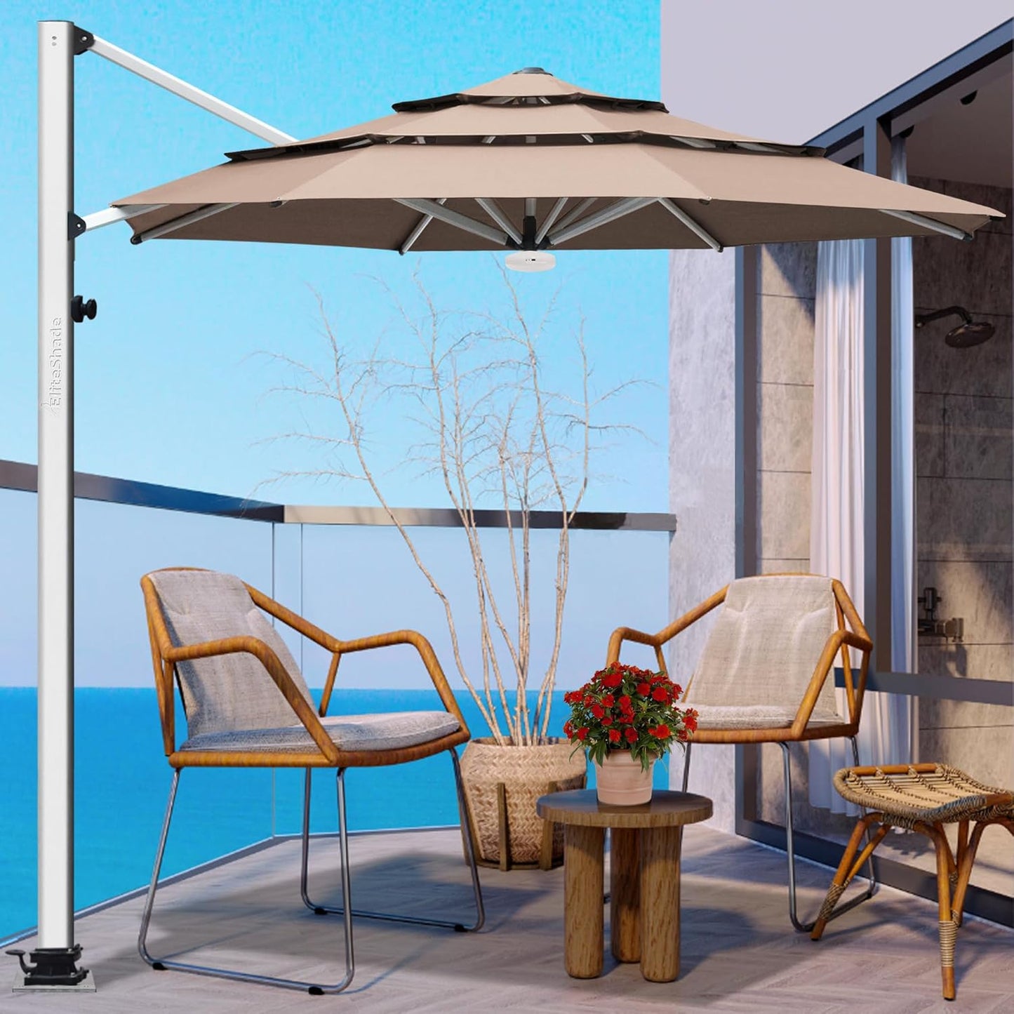 EliteShade USA 10-Year-Non-Fading 9Ft 3 Tiers Market Umbrella Patio Umbrella Outdoor Table Umbrella with Ventilation, Forest Green