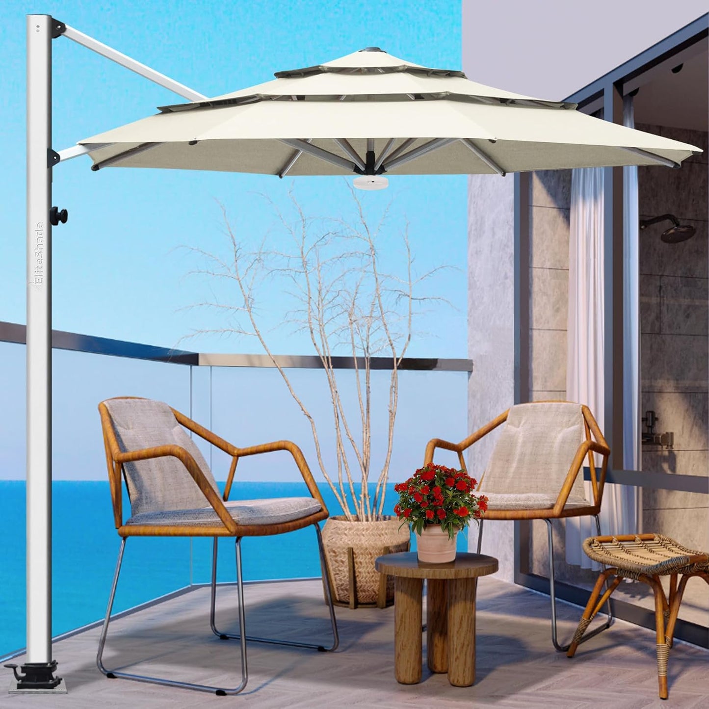 EliteShade USA 10-Year-Non-Fading 9Ft 3 Tiers Market Umbrella Patio Umbrella Outdoor Table Umbrella with Ventilation, Forest Green