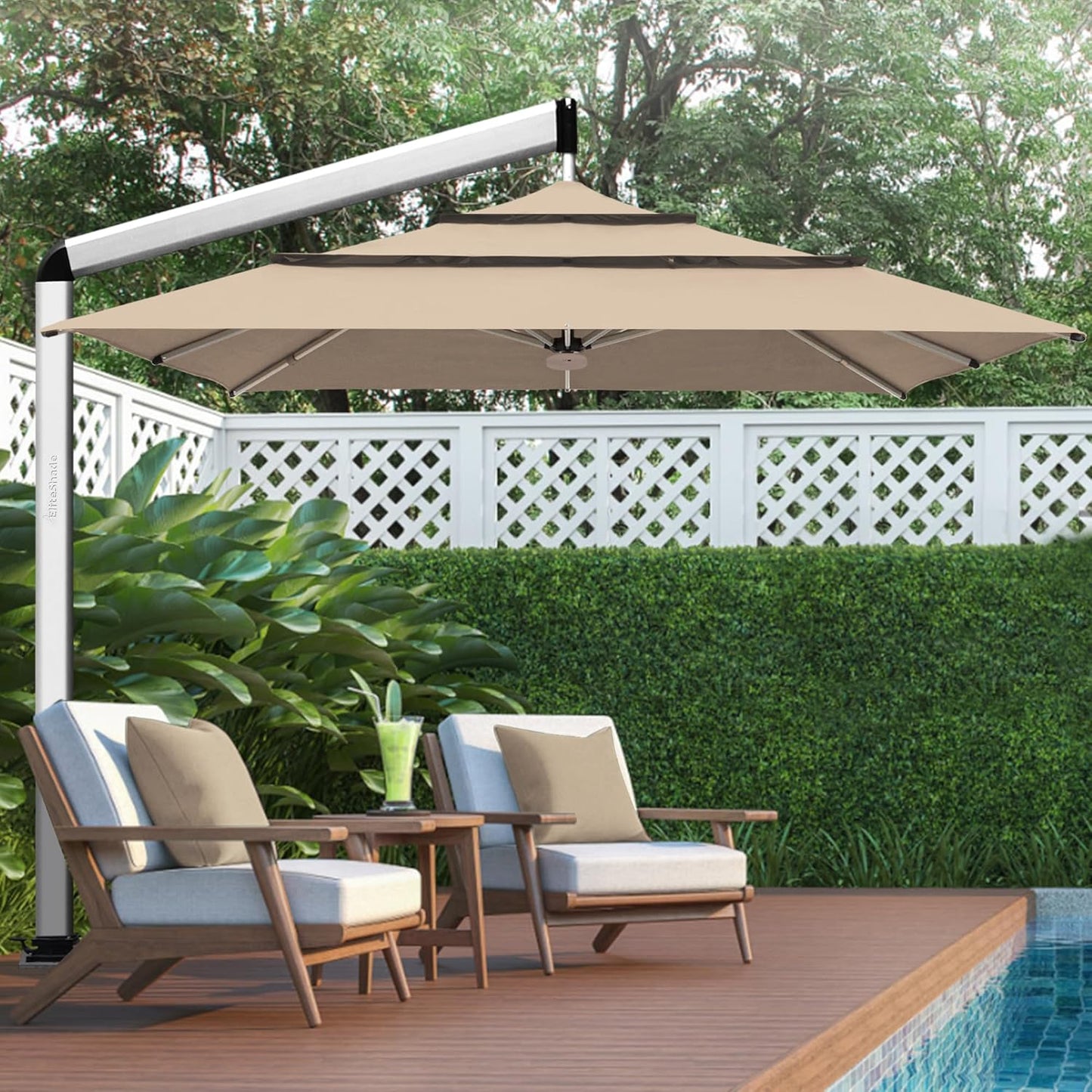 EliteShade USA 10-Year-Non-Fading 9Ft 3 Tiers Market Umbrella Patio Umbrella Outdoor Table Umbrella with Ventilation, Forest Green