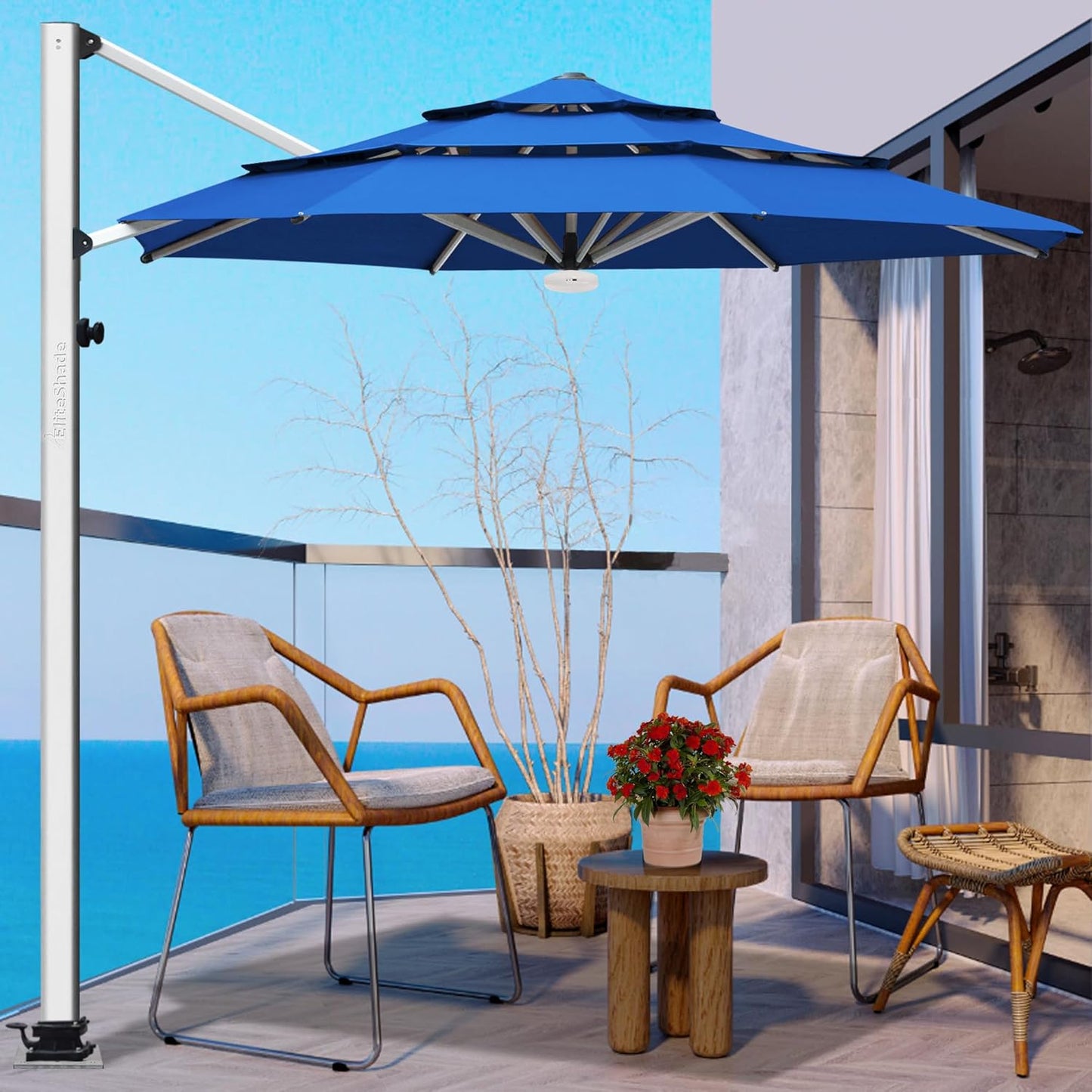 EliteShade USA 10-Year-Non-Fading 9Ft 3 Tiers Market Umbrella Patio Umbrella Outdoor Table Umbrella with Ventilation, Forest Green