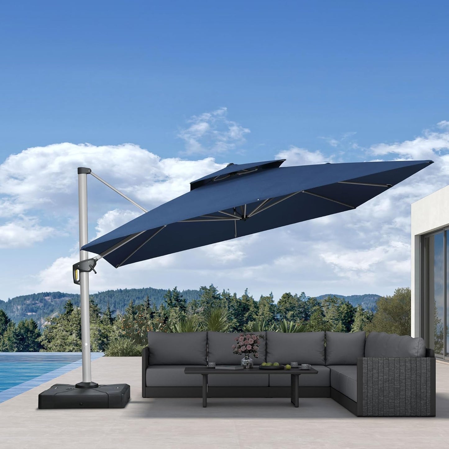PURPLE LEAF 9' X 12' Patio Umbrella Outdoor Rectangle Umbrella Large Cantilever Umbrella Windproof Offset Heavy Duty Sun for Garden Deck Pool Patio, Beige