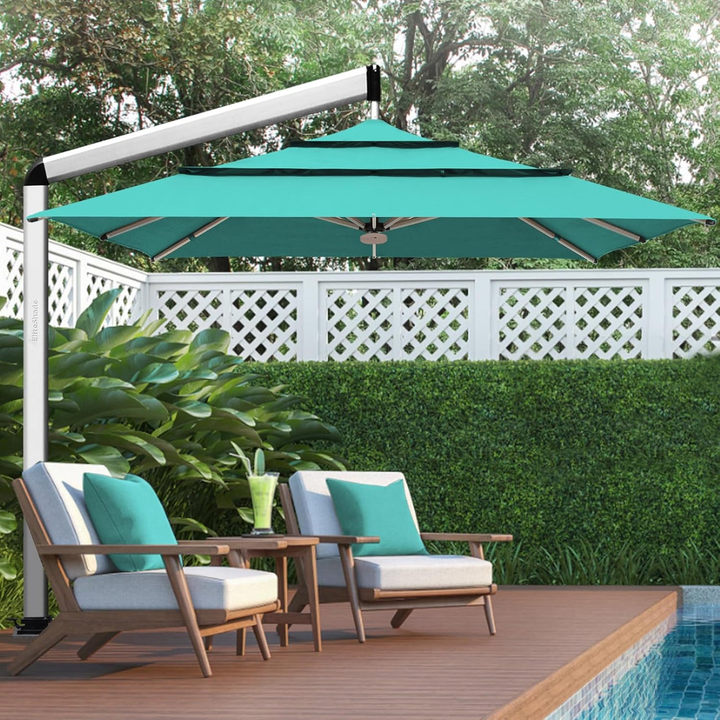 EliteShade USA 10-Year-Non-Fading 9Ft 3 Tiers Market Umbrella Patio Umbrella Outdoor Table Umbrella with Ventilation, Forest Green