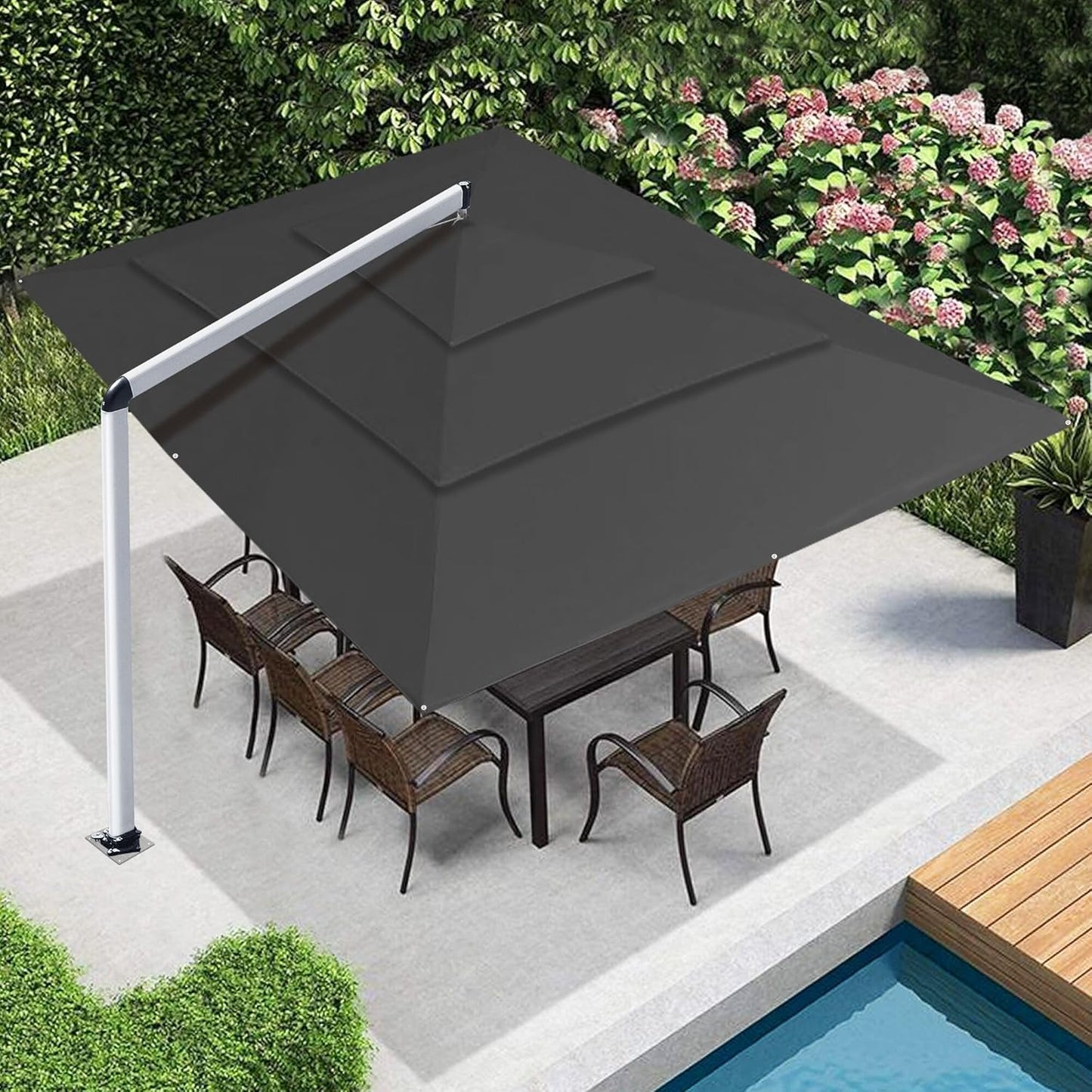 EliteShade USA 10-Year-Non-Fading 9Ft 3 Tiers Market Umbrella Patio Umbrella Outdoor Table Umbrella with Ventilation, Forest Green