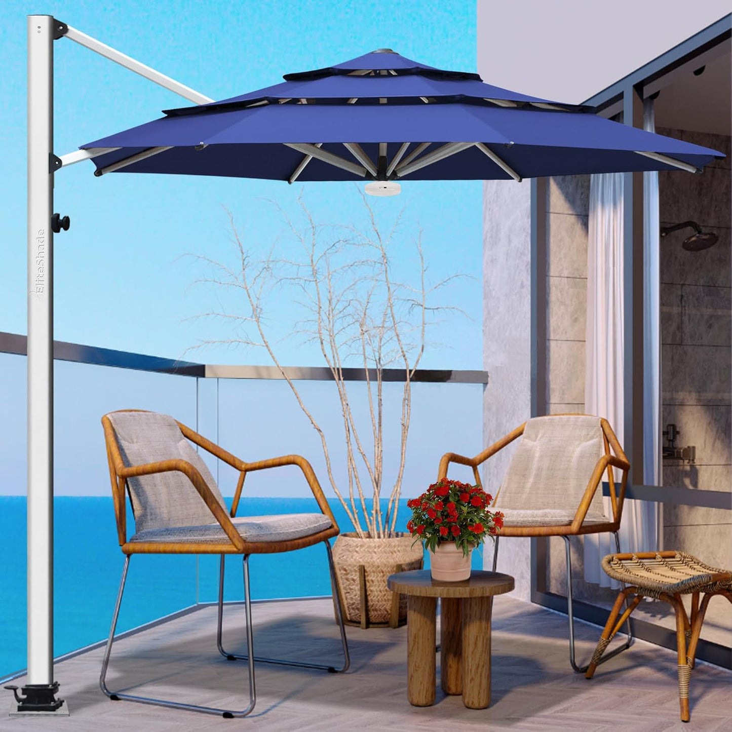 EliteShade USA 10-Year-Non-Fading 9Ft 3 Tiers Market Umbrella Patio Umbrella Outdoor Table Umbrella with Ventilation, Forest Green