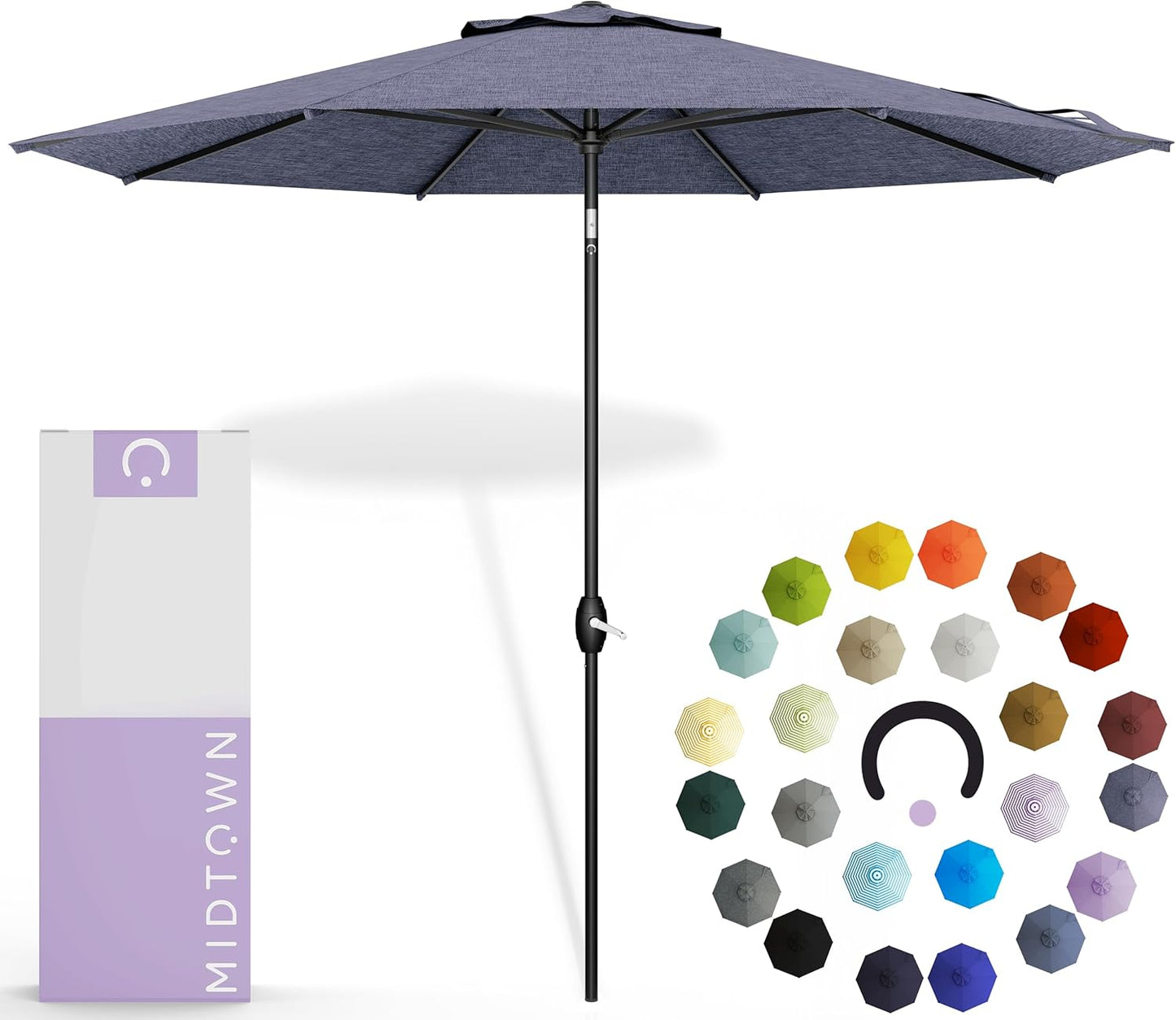 Midtown Umbrellas 10-Year-No-Fade - 10 Ft - UV Proof Apple Red Polyester Fabric - Umbrella Outdoor Patio, Aluminum Frame Large Patio Umbrella for Garden, Pool & Deck - Black Pole