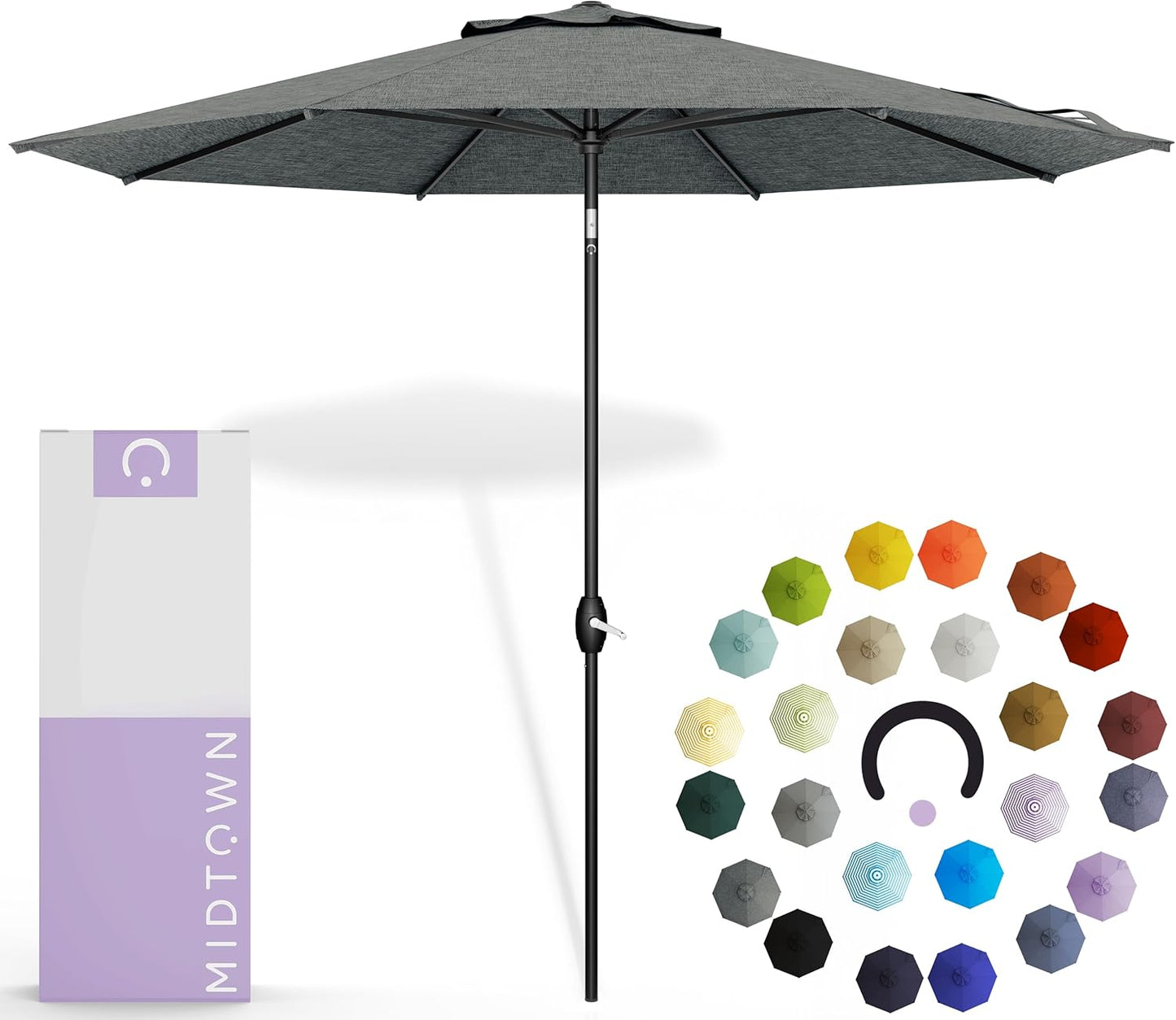 Midtown Umbrellas 10-Year-No-Fade - 10 Ft - UV Proof Apple Red Polyester Fabric - Umbrella Outdoor Patio, Aluminum Frame Large Patio Umbrella for Garden, Pool & Deck - Black Pole