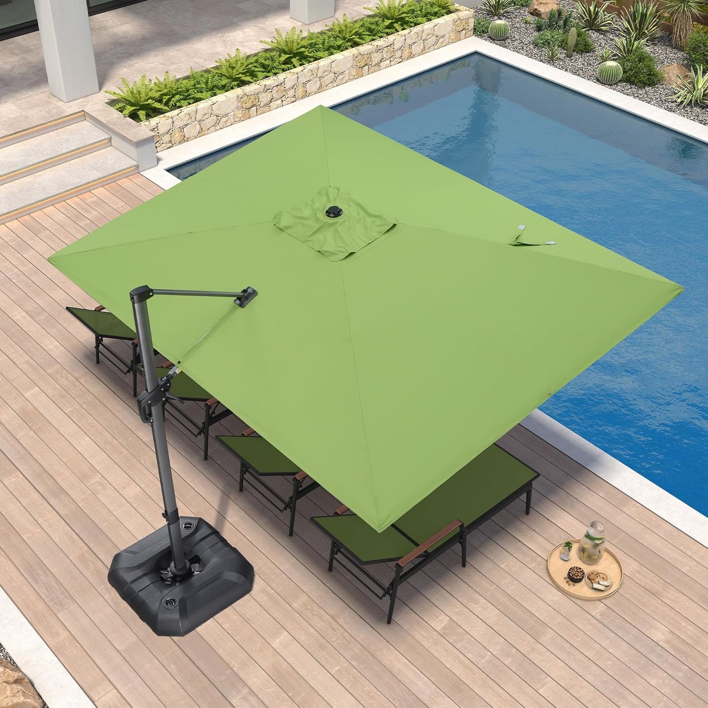 PURPLE LEAF 9' X 11.5' Patio Umbrella Outdoor Cantilever Rectangle Umbrella Aluminum Offset Umbrella with 360-degree Rotation for Garden Deck Pool Patio, Navy Blue