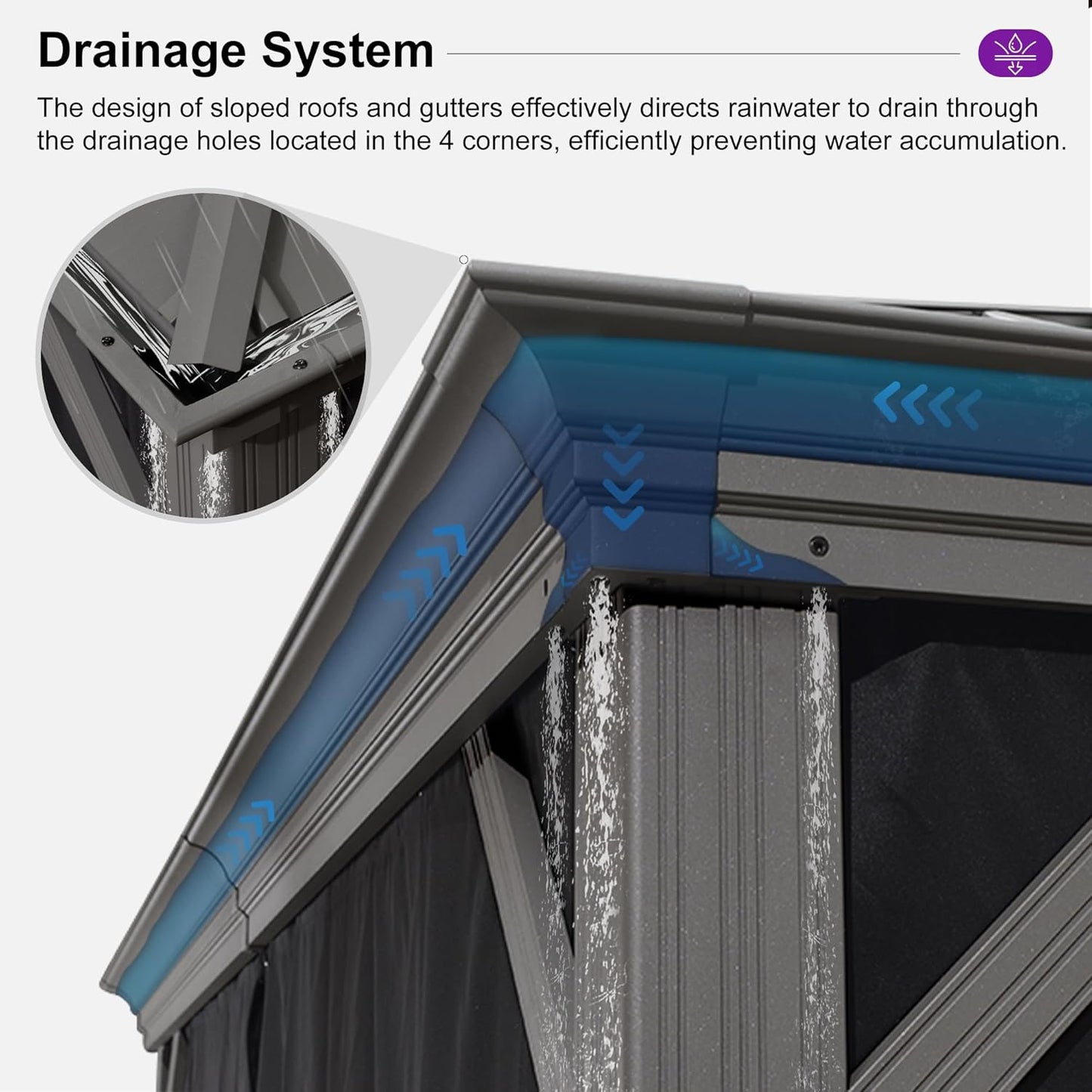 PURPLE LEAF 11' x 13' Permanent Hardtop Gazebo with Galvanized Steel Double Roof and Aluminum Frames Outdoor Large Pavilion Gazebo for Patio Deck Garden, Netting and Curtains Included, Light Grey