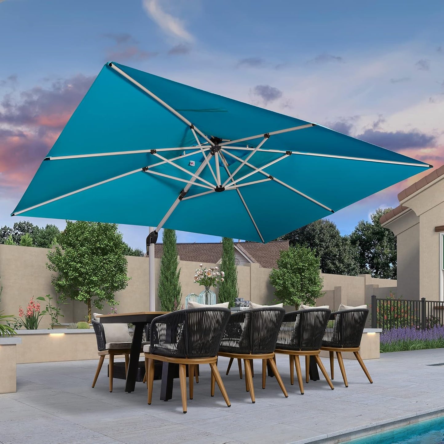 PURPLE LEAF 9' X 12' Patio Umbrella Outdoor Rectangle Umbrella Large Cantilever Umbrella Windproof Offset Heavy Duty Sun for Garden Deck Pool Patio, Beige