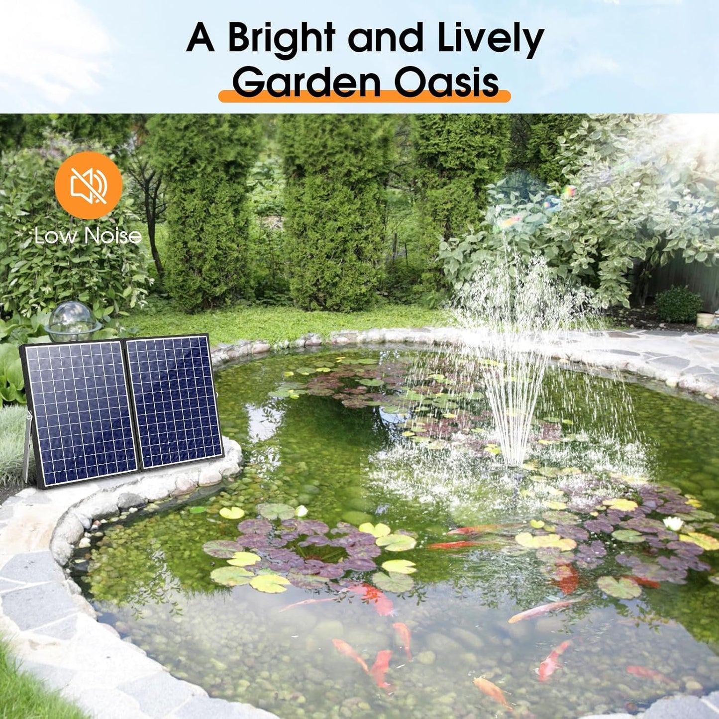 Antfraer 35W Solar Fountain Outdoor Pump, 450GPH Solar Pond Pump with Foldable Solar Panel, Adjustable Flow Solar Water Pump with PVC Tubing for Ponds, Garden, Waterfall, Hydroponics, Pool Used