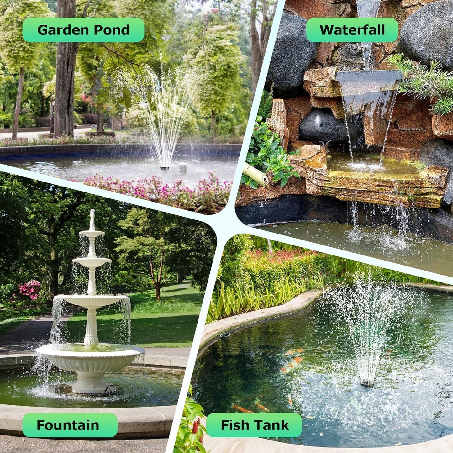 POPOSOAP 30W Solar Fountain Pump, 430GPH Solar Pond Pump with Adjustable Flow, 6.6FT Water Pipe for Outdoor Garden Ponds, Fish Tank, Backyard Water Features