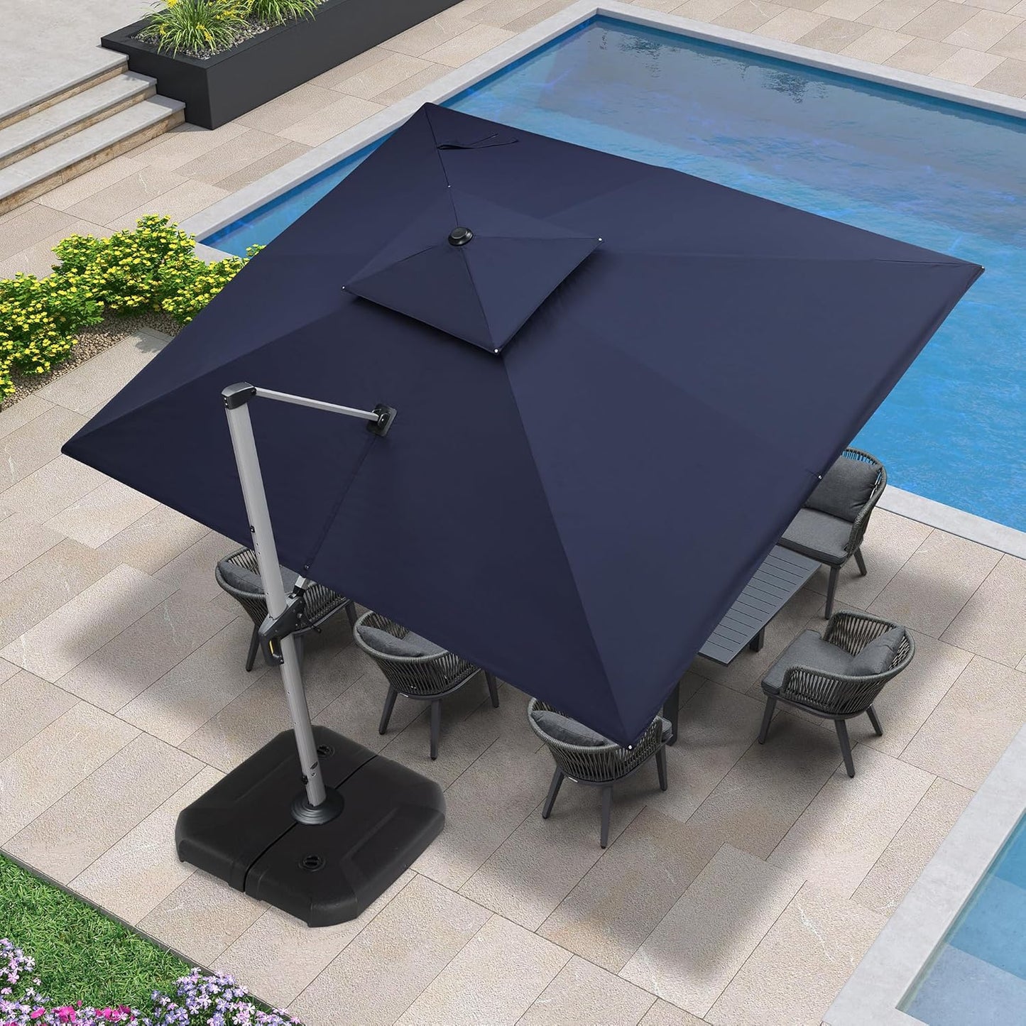 PURPLE LEAF 9' X 12' Patio Umbrella Outdoor Rectangle Umbrella Large Cantilever Umbrella Windproof Offset Heavy Duty Sun for Garden Deck Pool Patio, Beige