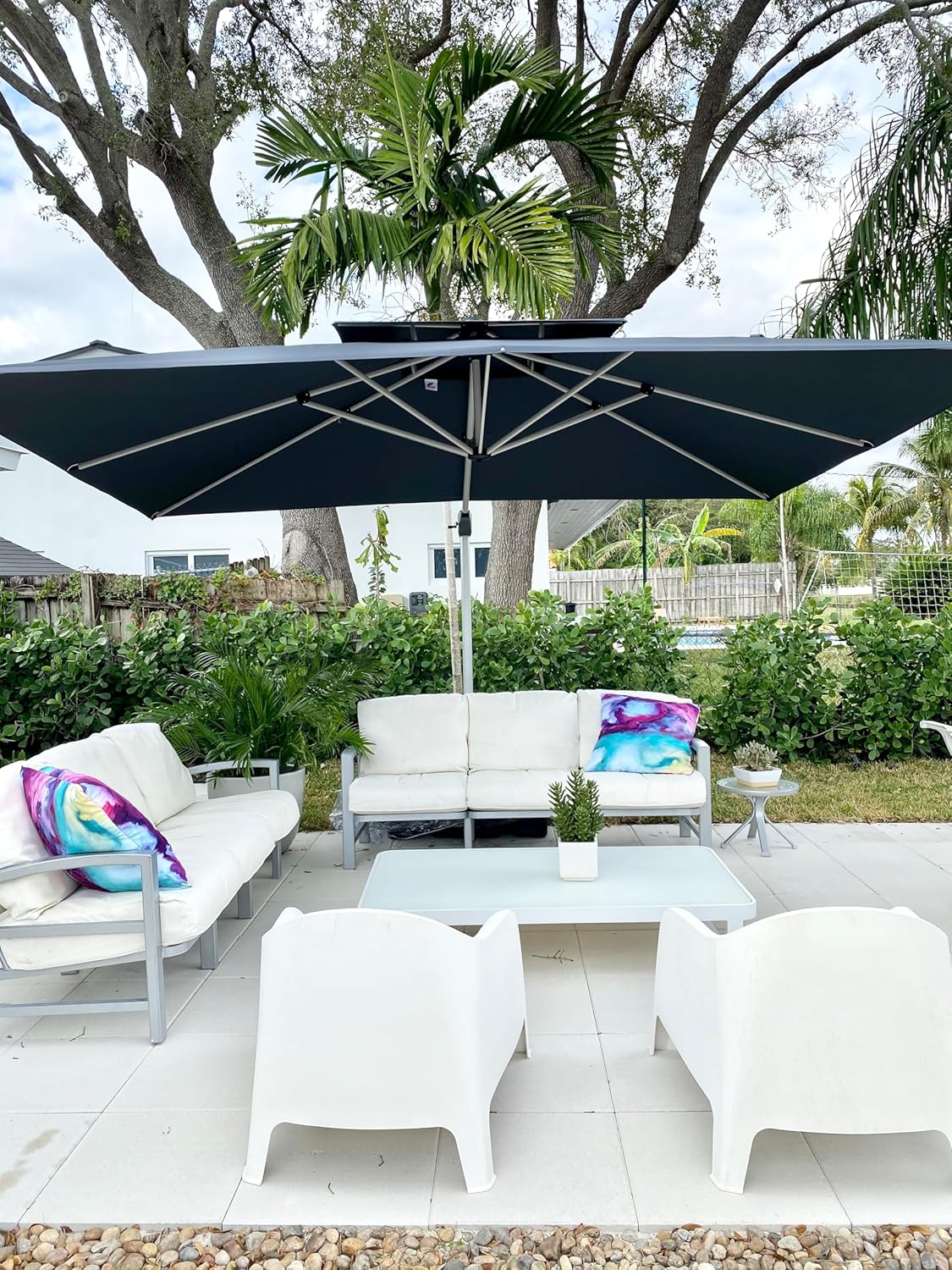 PURPLE LEAF 9' X 12' Patio Umbrella Outdoor Rectangle Umbrella Large Cantilever Umbrella Windproof Offset Heavy Duty Sun for Garden Deck Pool Patio, Beige