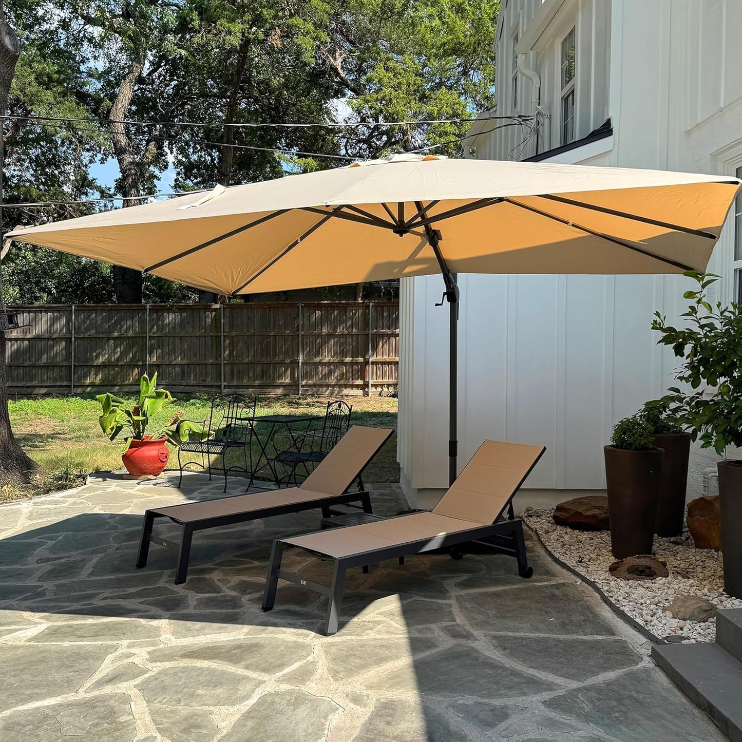 PURPLE LEAF 9' X 11.5' Patio Umbrella Outdoor Cantilever Rectangle Umbrella Aluminum Offset Umbrella with 360-degree Rotation for Garden Deck Pool Patio, Navy Blue