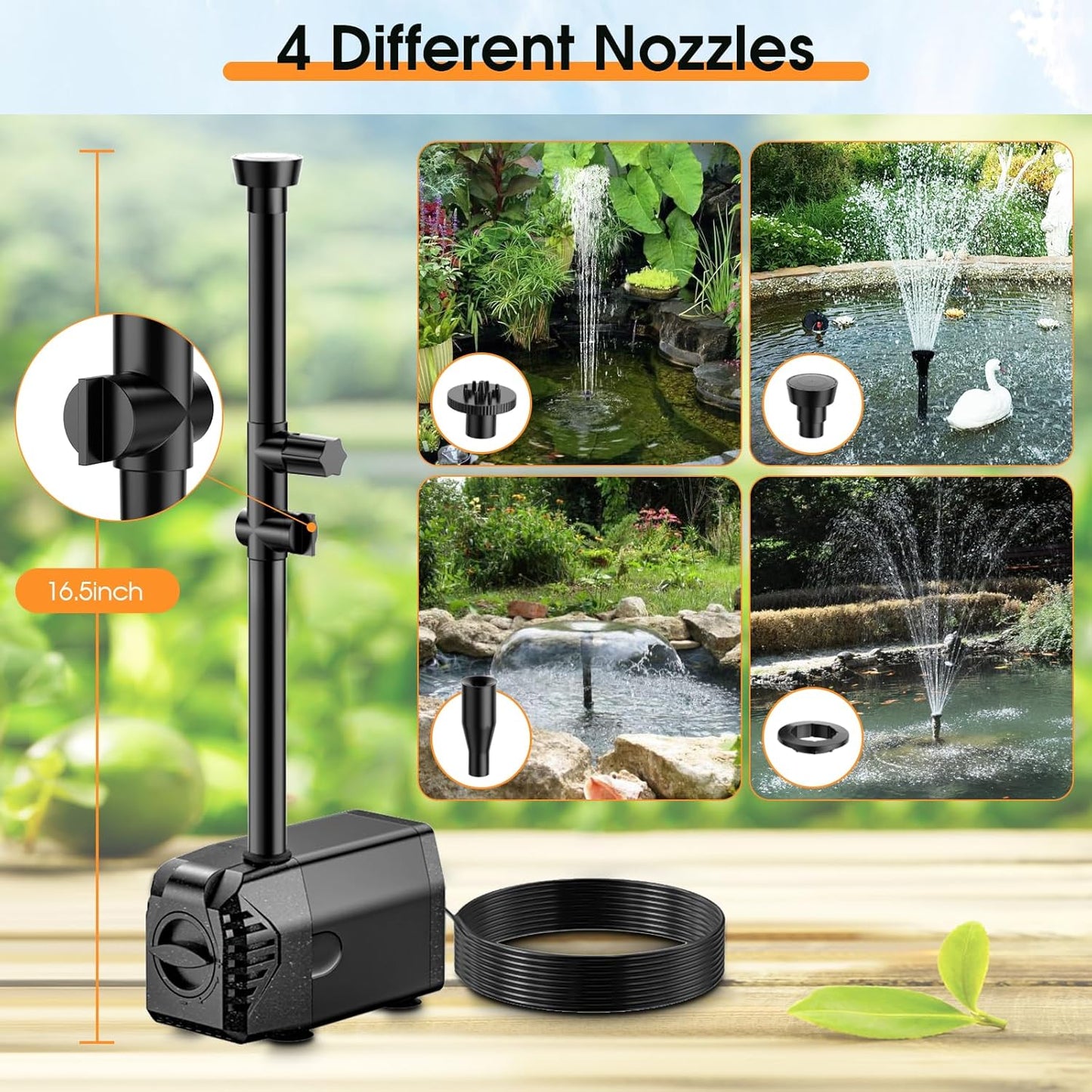 Antfraer 35W Solar Fountain Outdoor Pump, 450GPH Solar Pond Pump with Foldable Solar Panel, Adjustable Flow Solar Water Pump with PVC Tubing for Ponds, Garden, Waterfall, Hydroponics, Pool Used