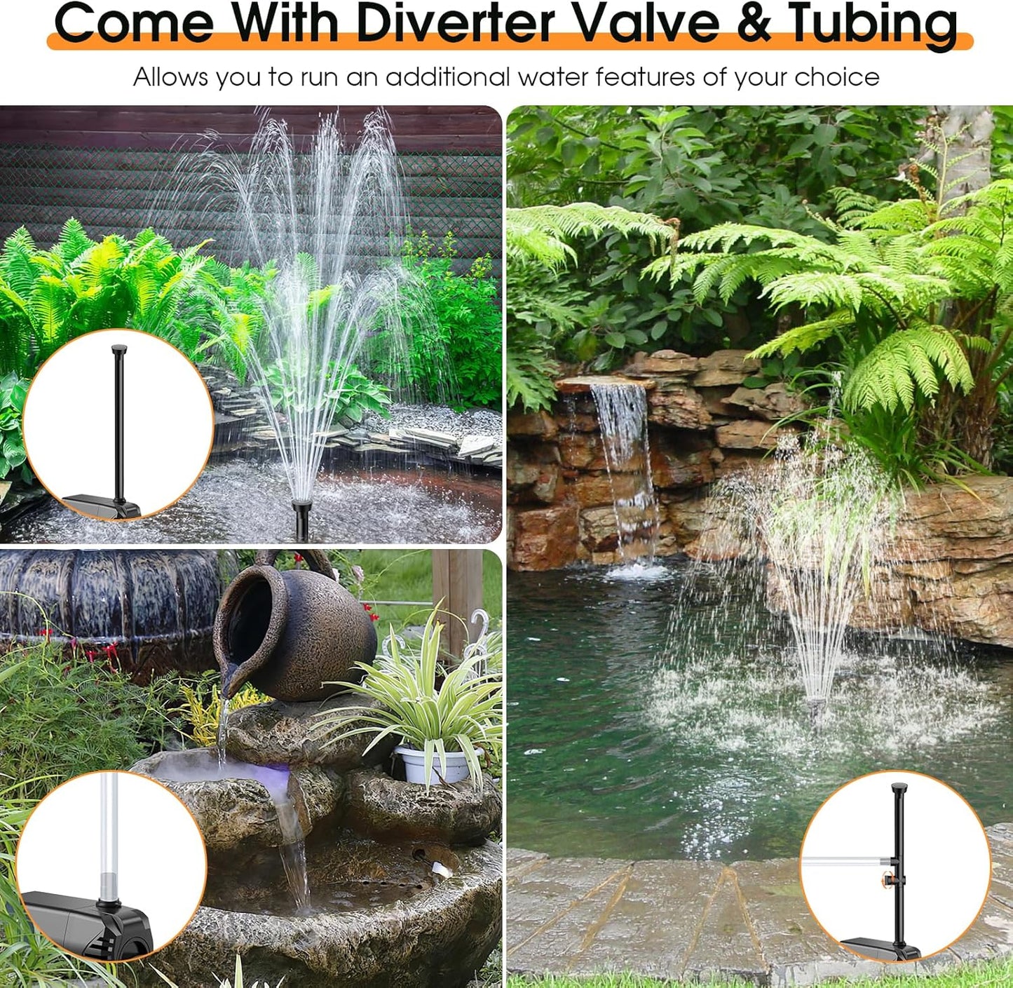 Antfraer 35W Solar Fountain Outdoor Pump, 450GPH Solar Pond Pump with Foldable Solar Panel, Adjustable Flow Solar Water Pump with PVC Tubing for Ponds, Garden, Waterfall, Hydroponics, Pool Used